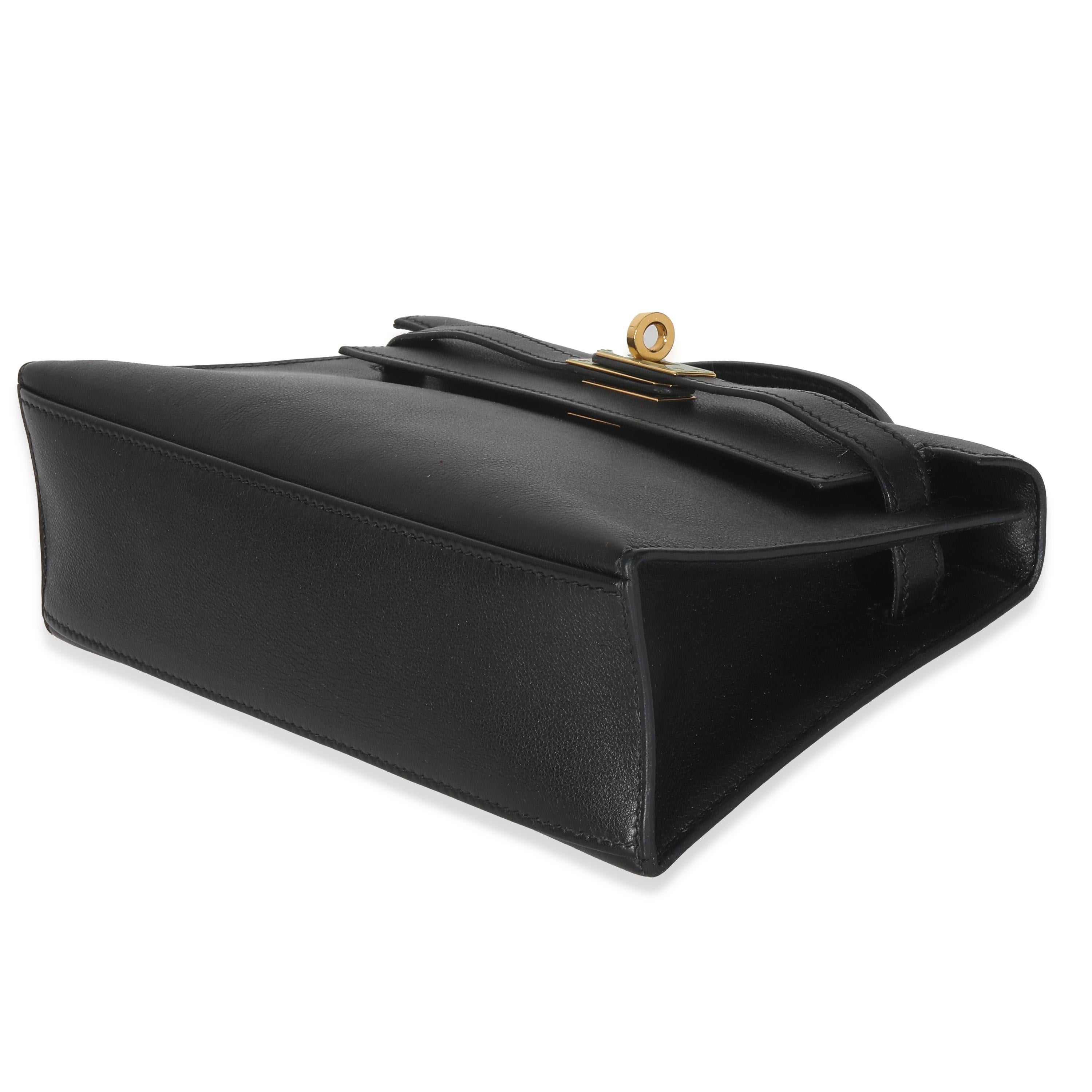 Hermès Black Swift Kelly Pochette GHW For Sale 1
