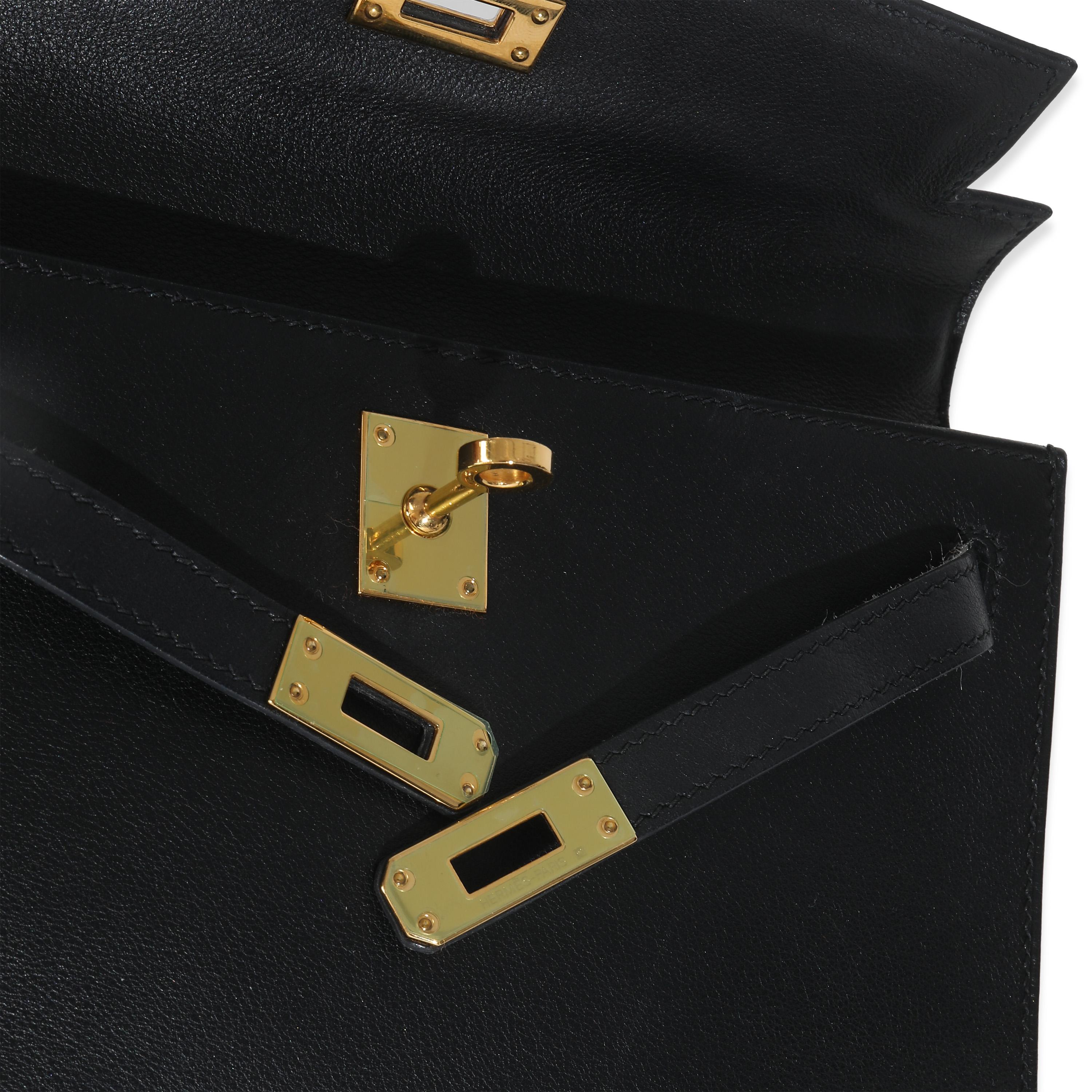 Hermès Black Swift Kelly Pochette GHW For Sale 2