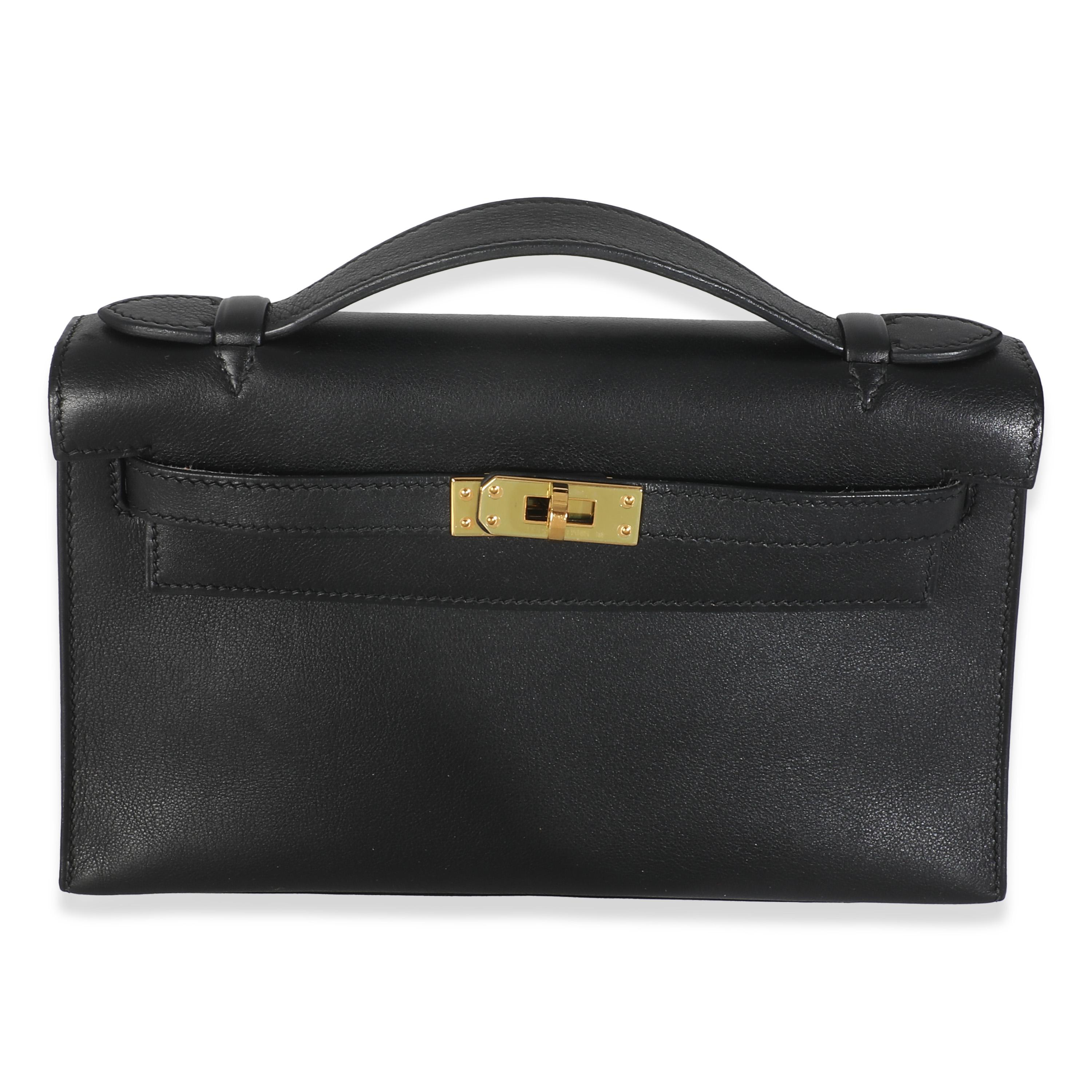 Hermès Black Swift Kelly Pochette GHW For Sale