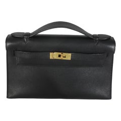 Hermès Black Swift Kelly Pochette GHW