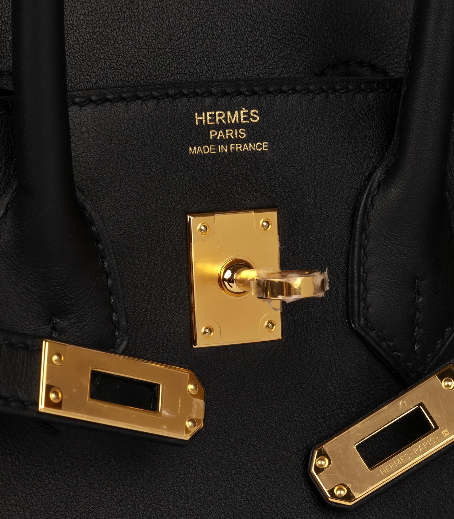 Hermès Birkin en cuir Swift noir 25cm en vente 5