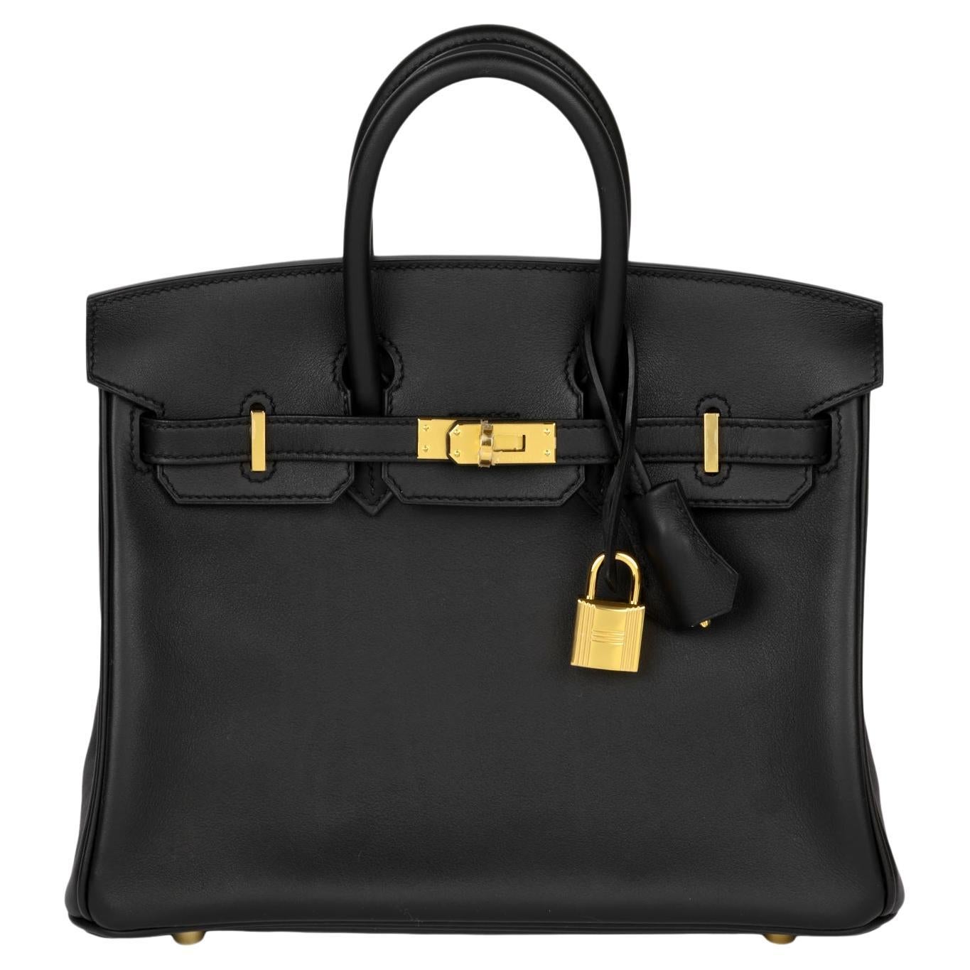 Hermès Birkin en cuir Swift noir 25cm en vente