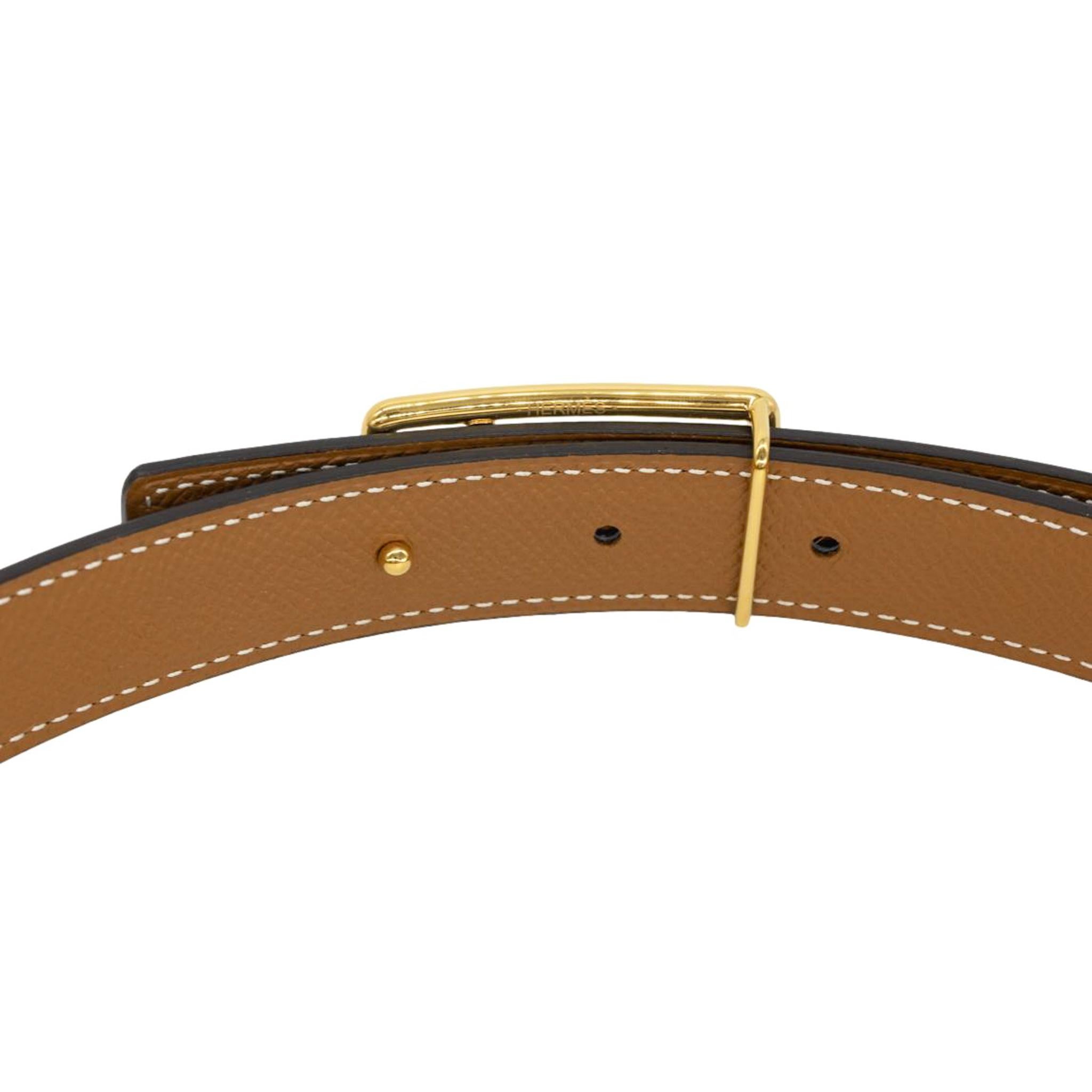 Hermès Black Swift Leather Caleche Buckle Belt 