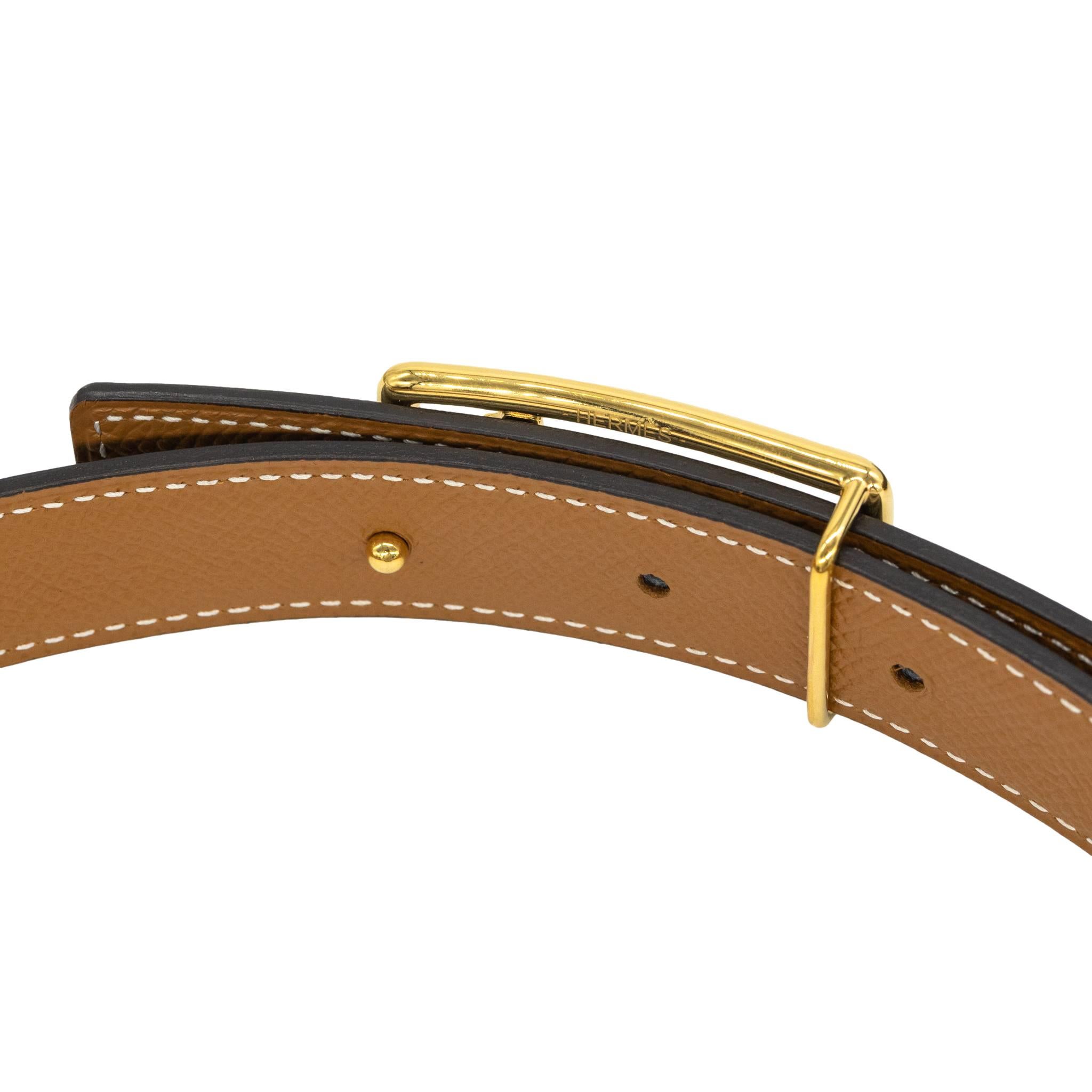 Hermès Black Swift Leather Caleche Buckle Belt 