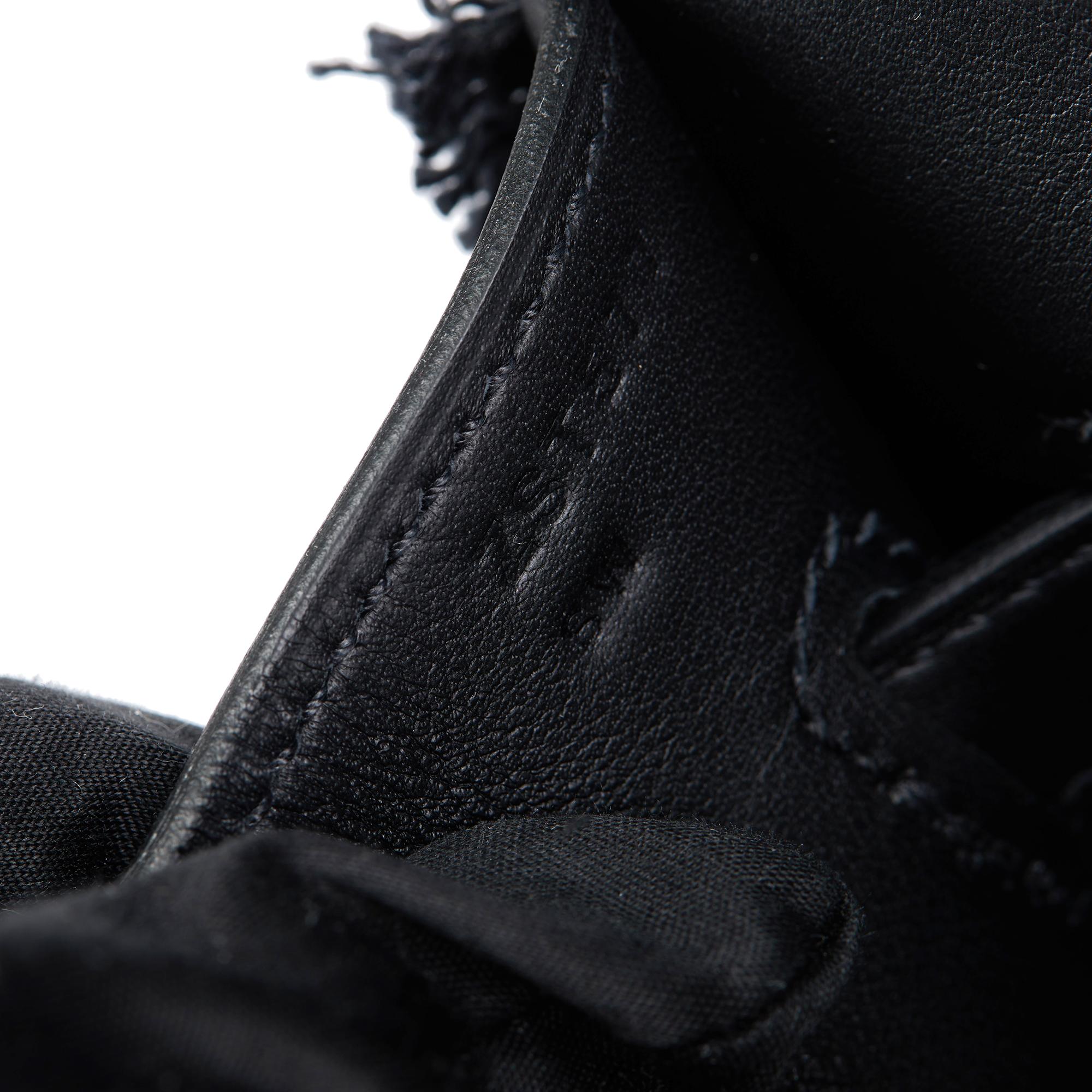 HERMÈS Black Swift Leather & Canvas Fray Birkin 35cm 2