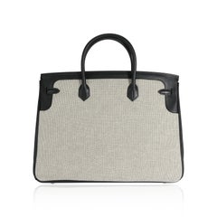 Hermès Black Swift Leather & Ecru Toile Birkin 40 PHW
