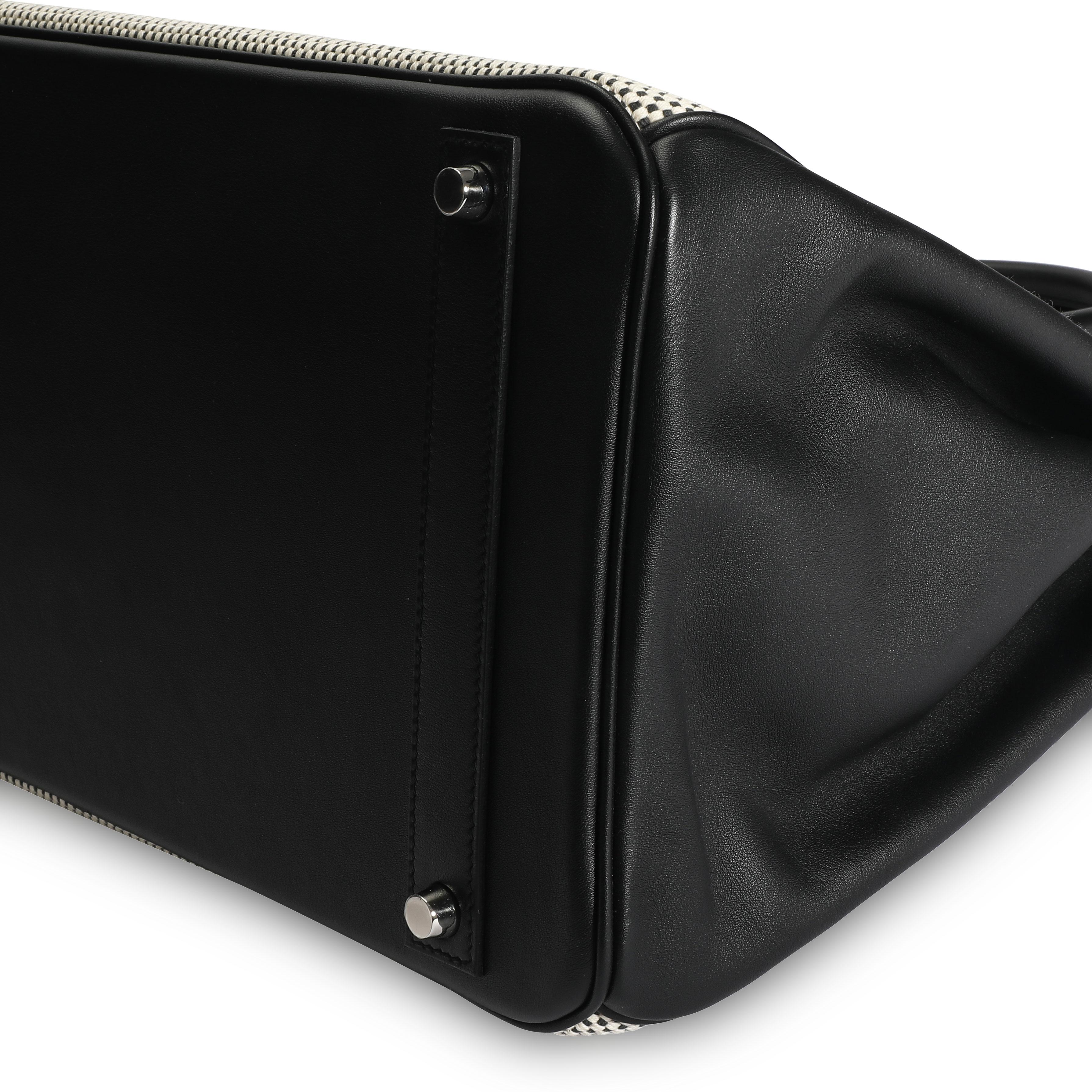 Women's Hermès Black Swift Leather & Ecru Toile Birkin 40 PHW