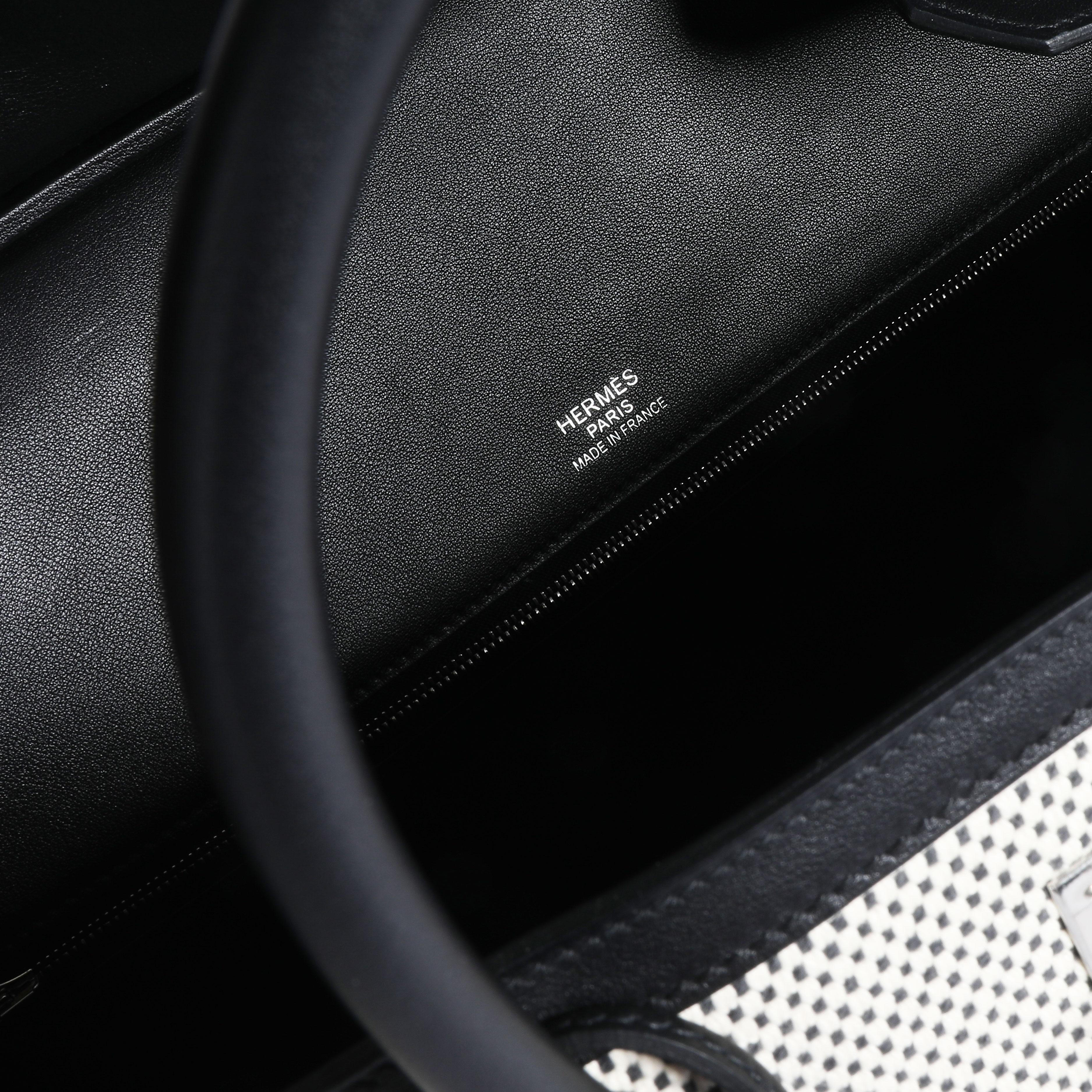 Hermès Black Swift Leather & Ecru Toile Birkin 40 PHW 2