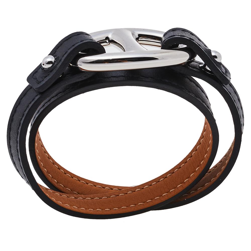 Designed in leather, this Granville bracelet is a loved design from the house of Hermes. This bracelet is accented with a curved H-shaped buckle for a signature Hermes look. It is a grand creation to light up your casual style.

Includes: Original