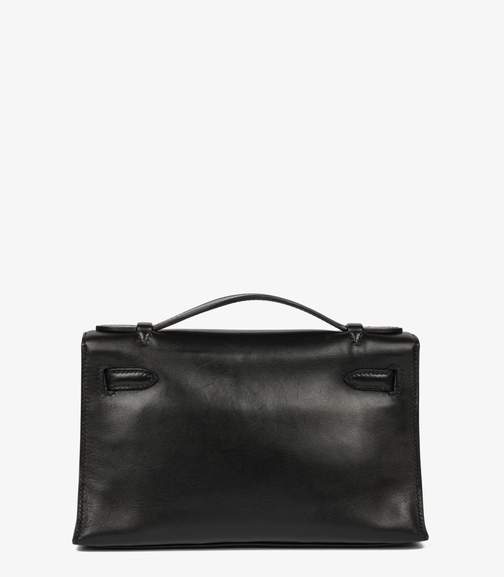Hermès Black Swift Leather Kelly Pochette 2