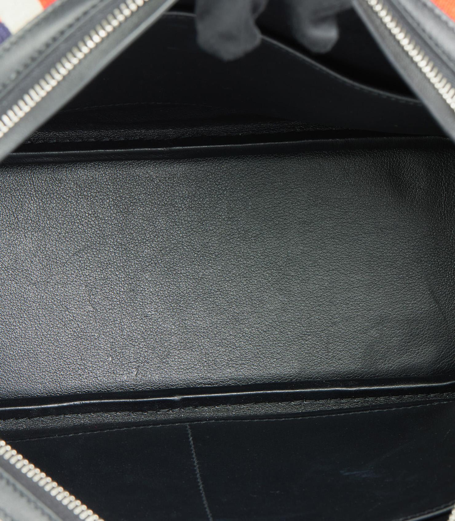 Hermès Black Swift Leather & Lettres au Carré Toile de Camp Plume 28 For Sale 6
