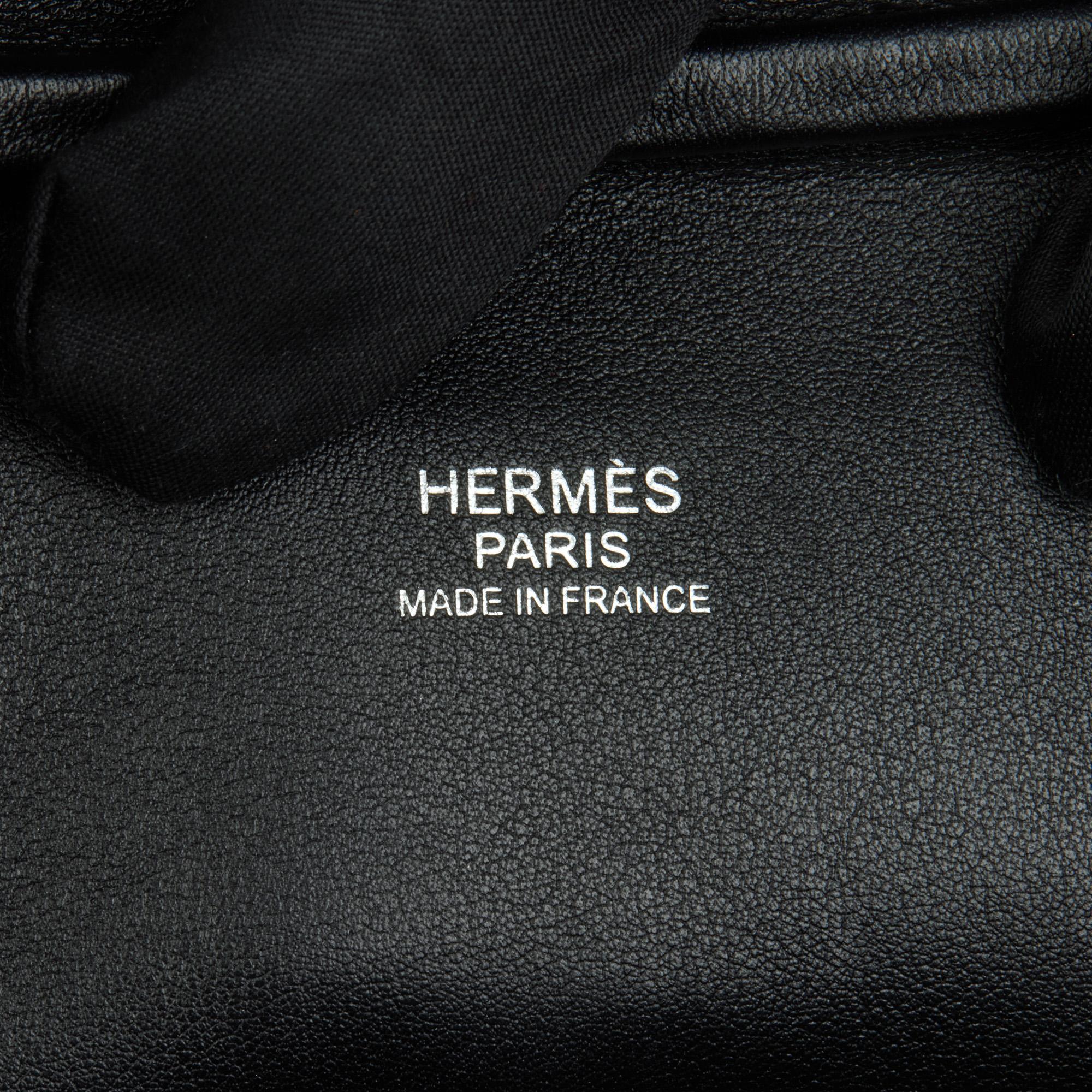 Women's Hermès BLACK SWIFT LEATHER & LETTRES AU CARRÉ TOILE DE CAMP PLUME 28 For Sale