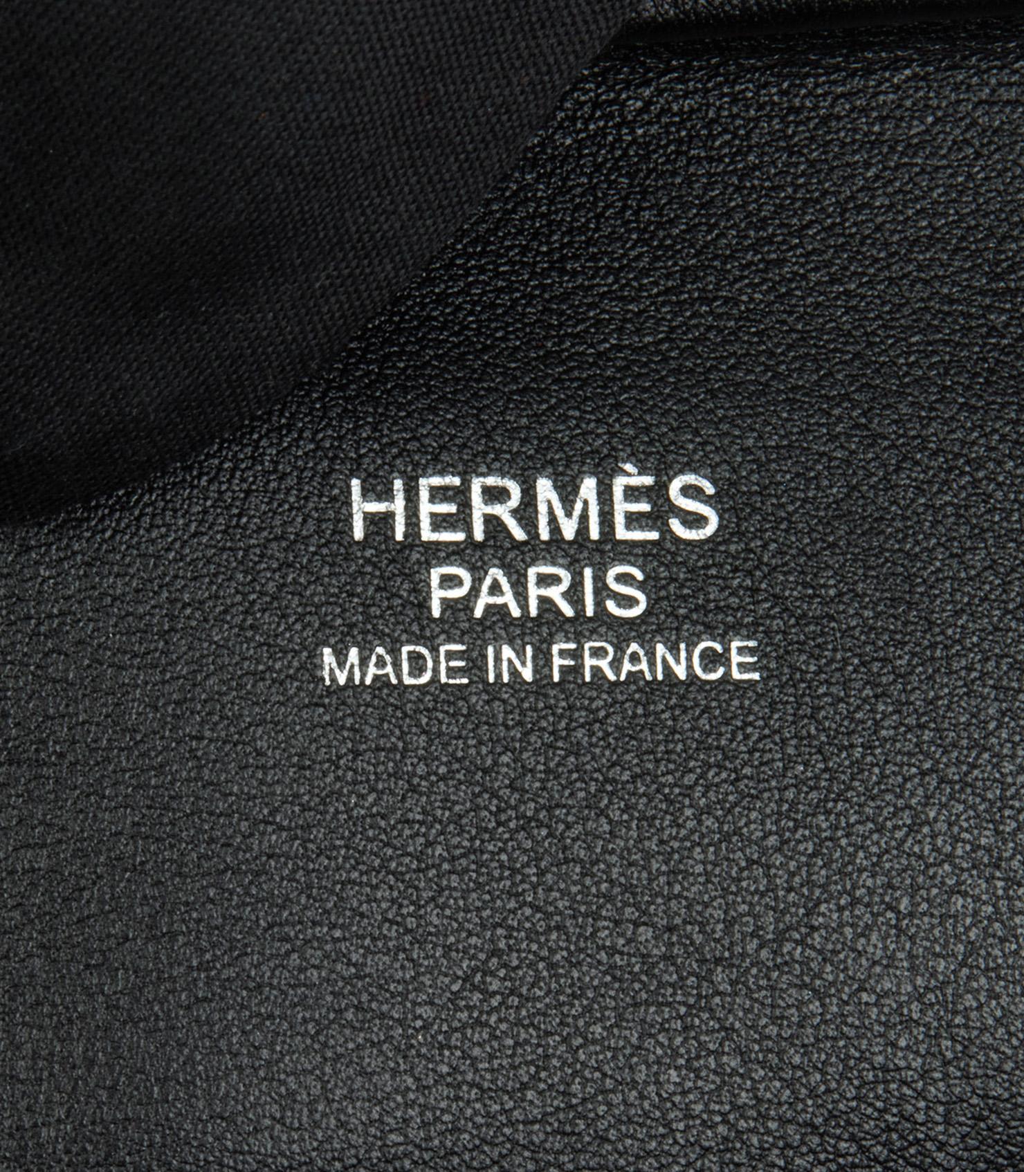 Hermès Black Swift Leather & Lettres au Carré Toile de Camp Plume 28 For Sale 4