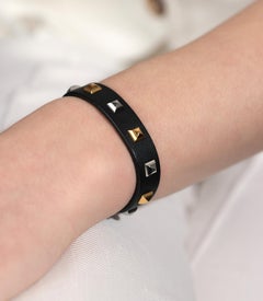 Hermès Black Swift Leather Mini Dog Clous Carres Bracelet