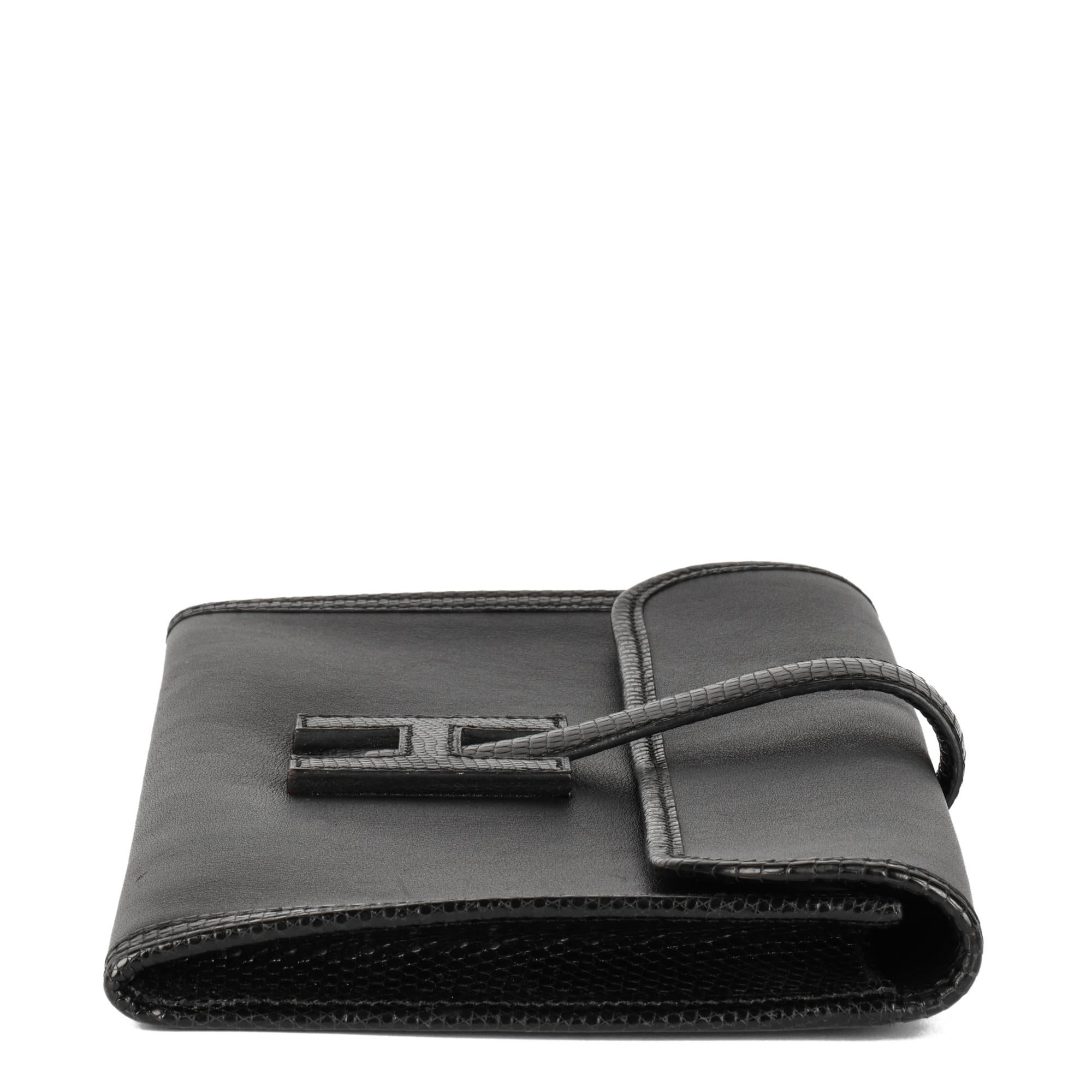 Women's Hermès Black Swift Leather & Niloticus Lizard Leather Jige Elan 29 For Sale