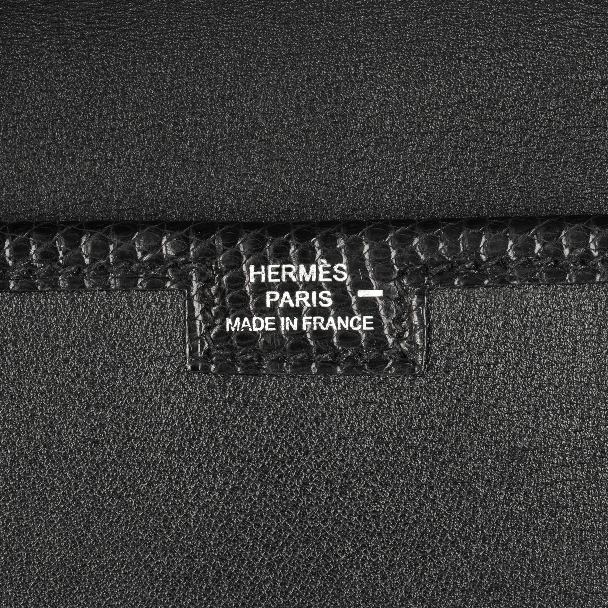 Hermès Black Swift Leather & Niloticus Lizard Leather Jige Elan 29 3