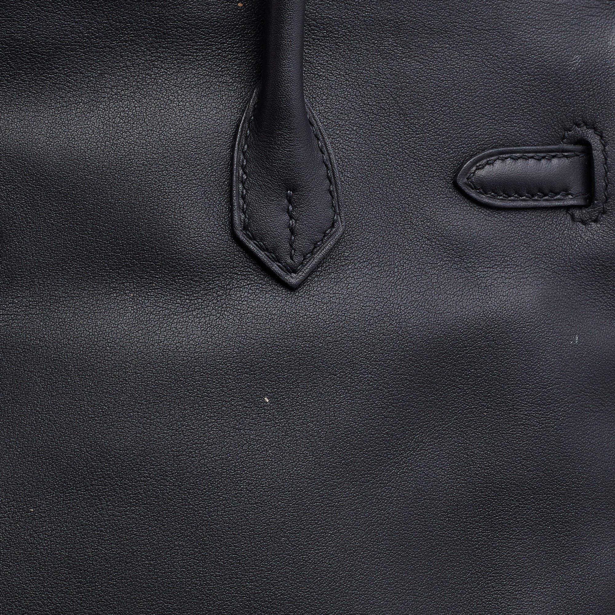 Hermes Black Swift Leather Palladium Finish Birkin 25 Bag 3