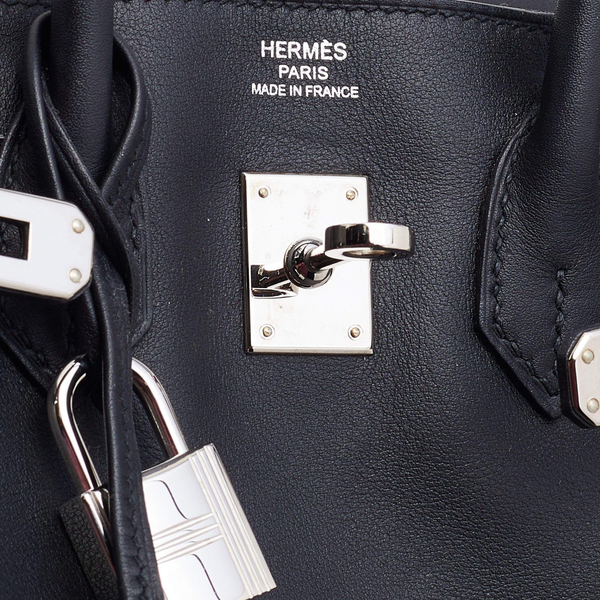 Hermes Black Swift Leather Palladium Finish Birkin 25 Bag 5