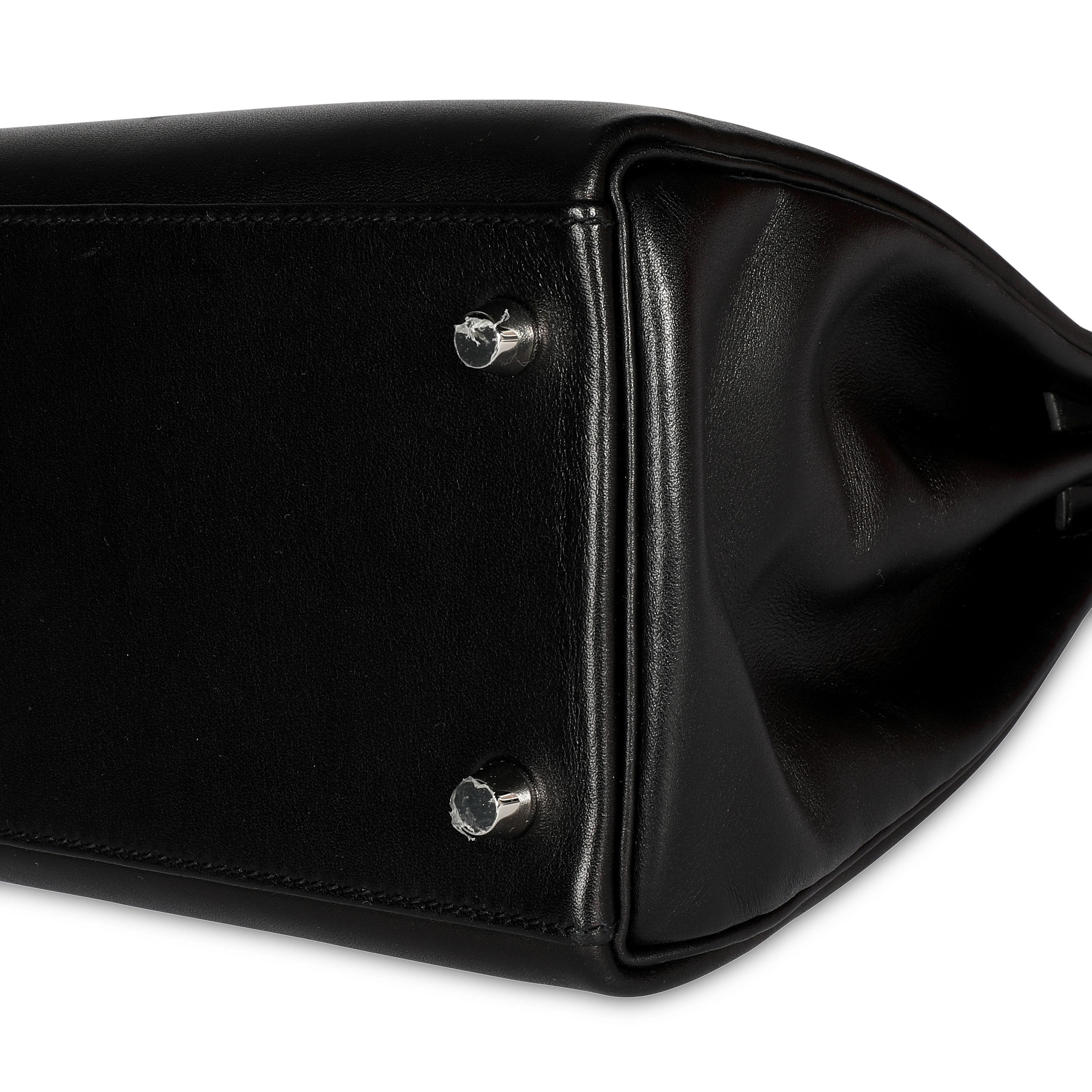 Women's Hermès Black Swift Leather Retourne Kelly 28 with Palladium Hardware