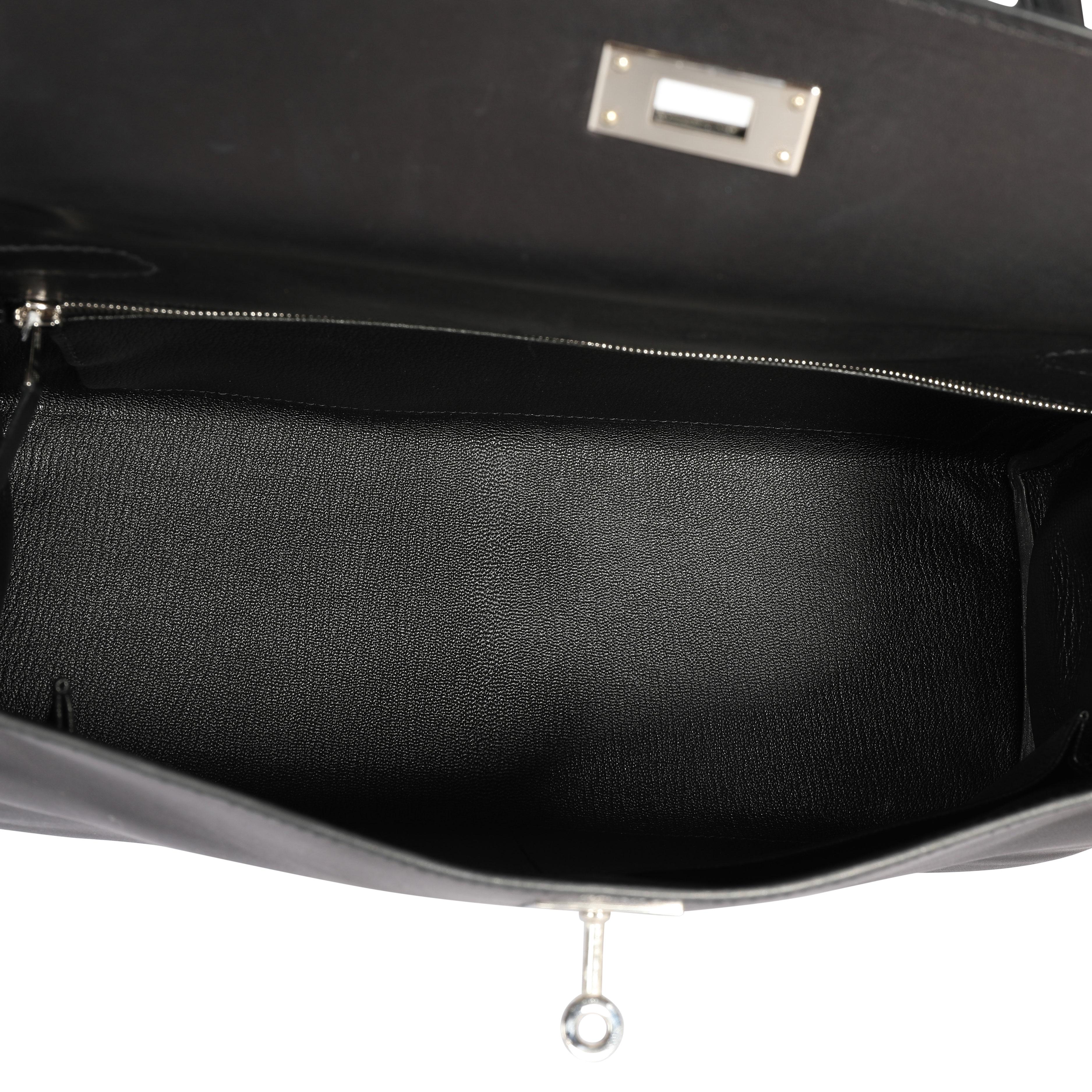Hermès Black Swift Leather Retourne Kelly 28 with Palladium Hardware 2