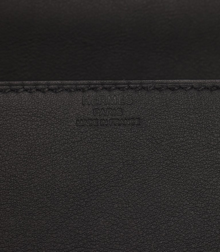 Hermès Black Swift Leather Shadow Birkin Cut Clutch For Sale at