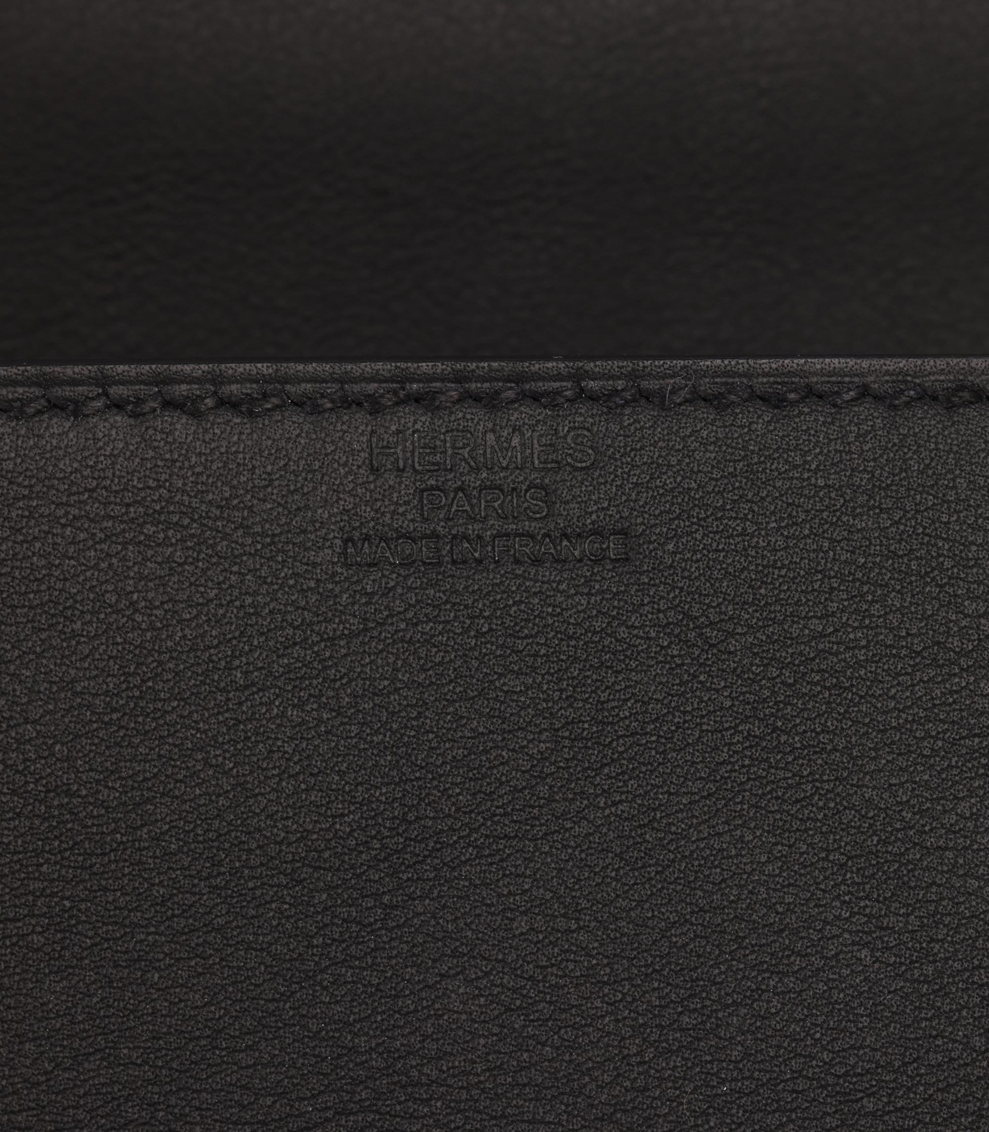 Hermès Black Swift Leather Shadow Birkin Cut Clutch en venta 5