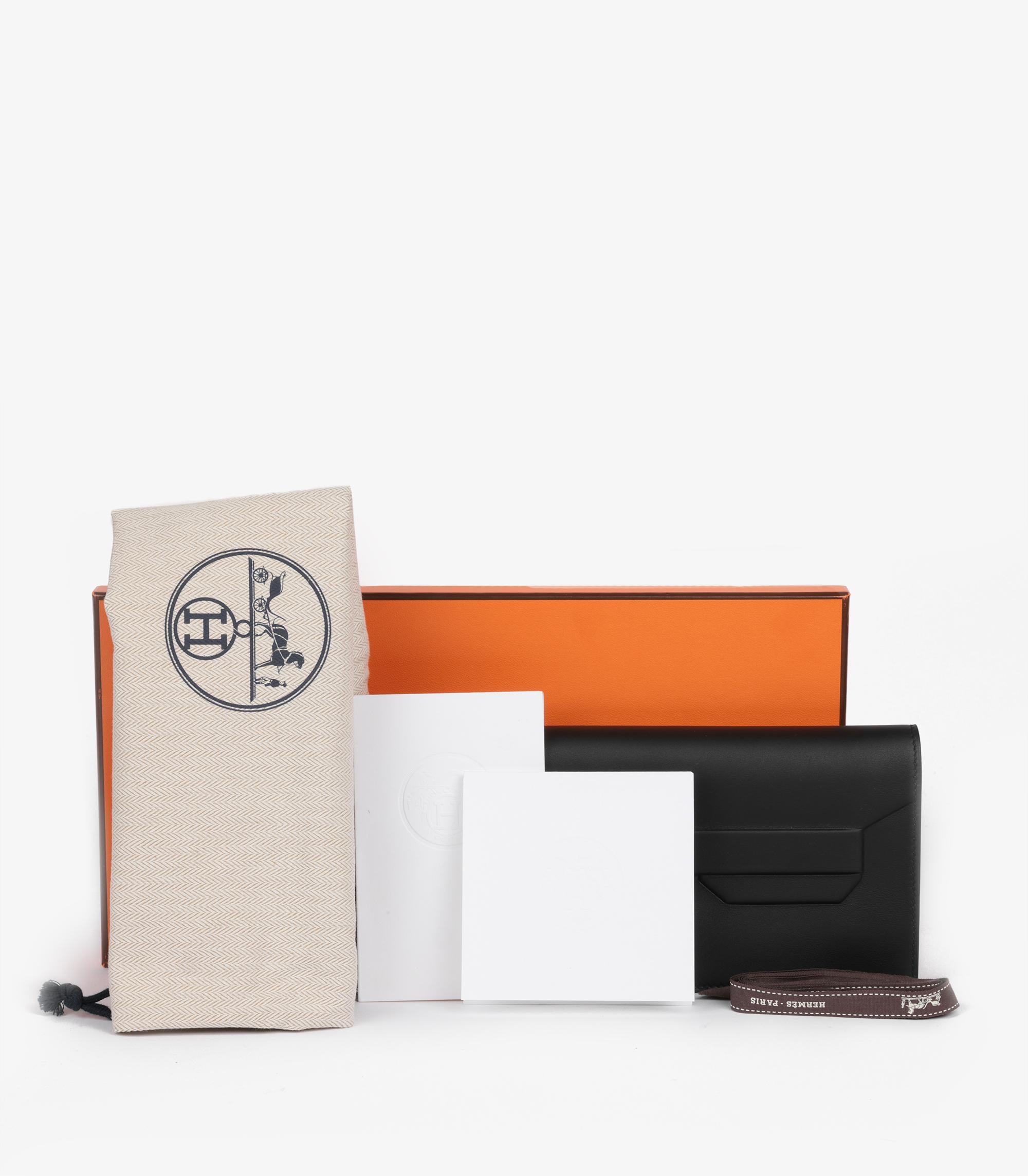 Hermès Black Swift Leather Shadow Birkin Cut Clutch en venta 7
