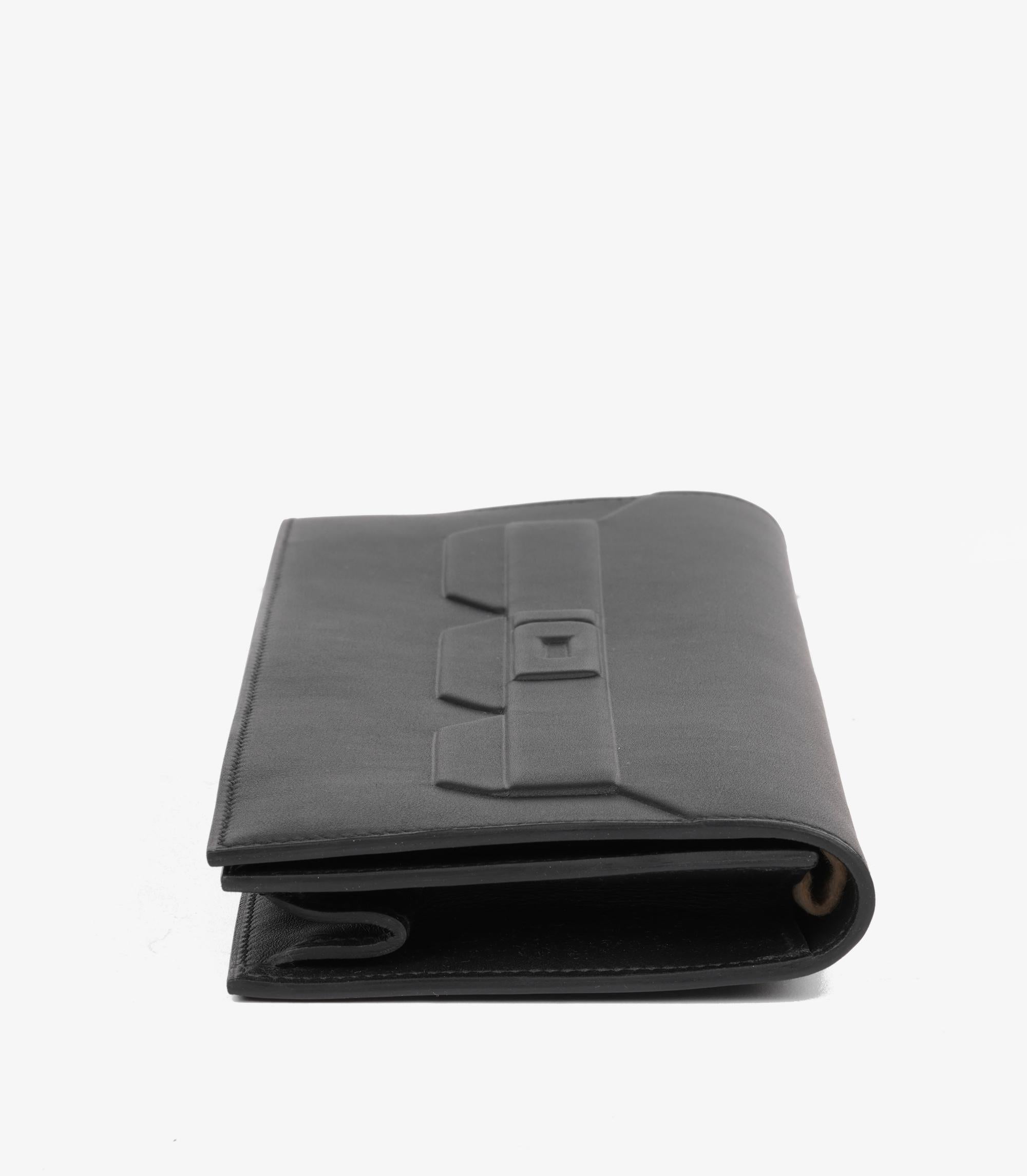 De las mujeres Hermès Black Swift Leather Shadow Birkin Cut Clutch en venta