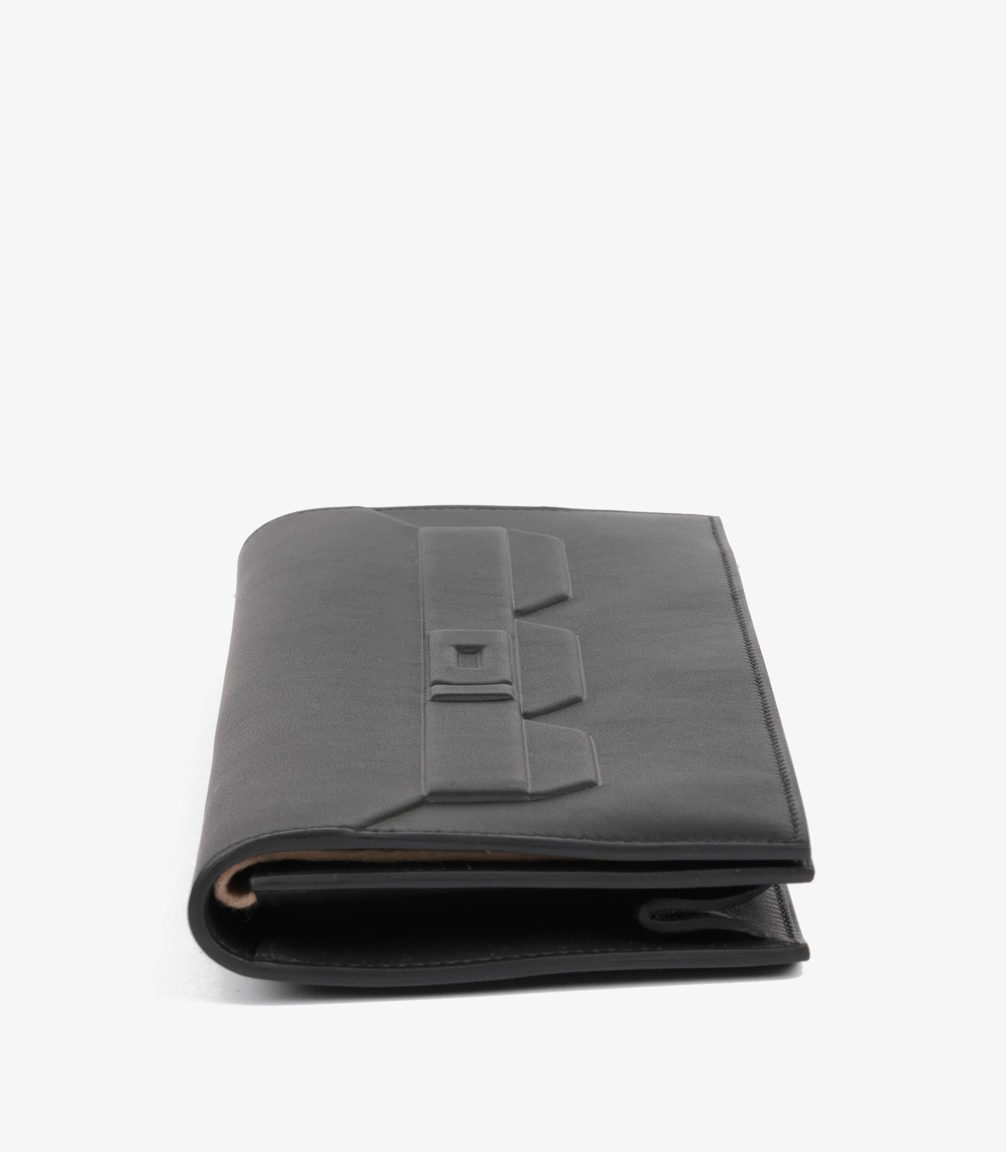 Hermès Black Swift Leather Shadow Birkin Cut Clutch en venta 1
