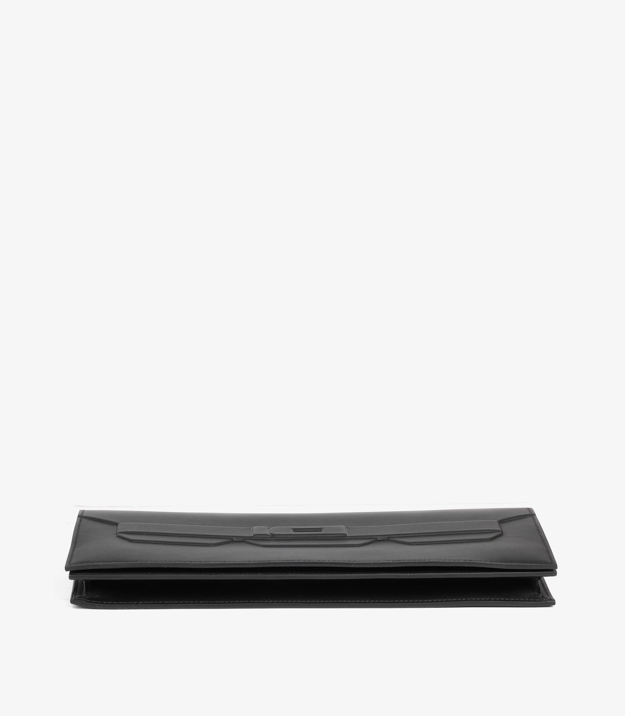Hermès Black Swift Leather Shadow Birkin Cut Clutch en venta 2