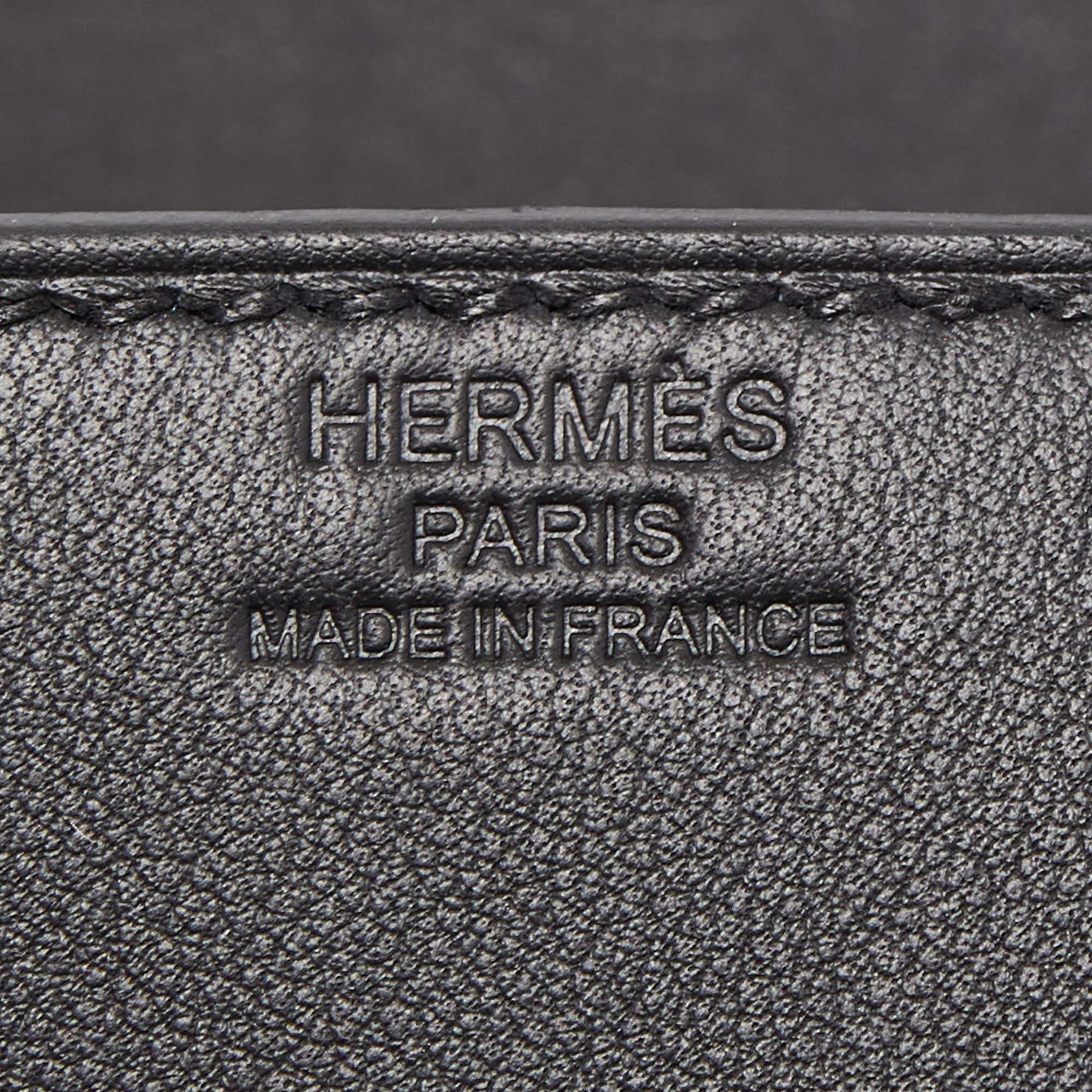 Hermes Black Swift Leather Shadow Kelly Clutch 3