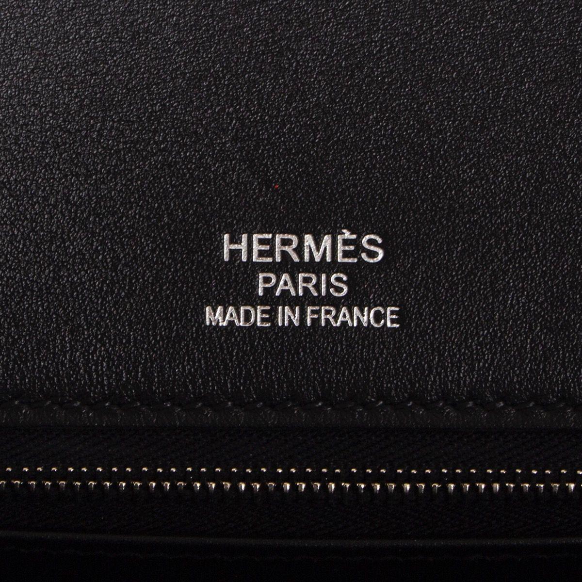 HERMES black Swift leather & Toile DE CHAMP DECHAINEE & Palladium BIRKIN 35 Bag 2