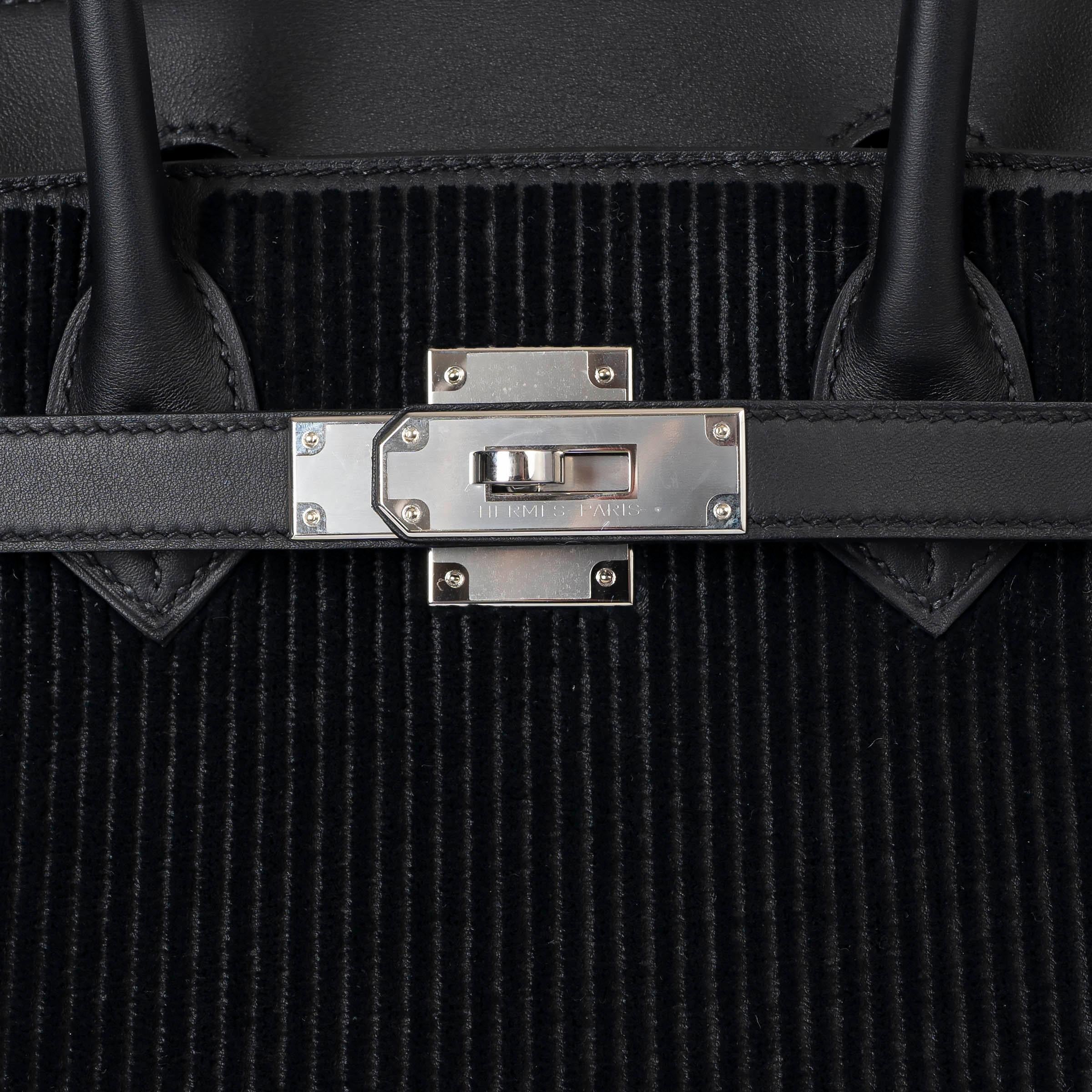 HERMES noir Swift & Tuffetage velours BIRKIN 30 COTE-A-COTE Sac en vente 1