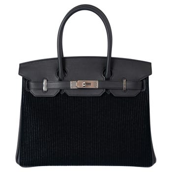 Hermès Black Swift and Tuffetage Birkin 30 Côté-a-Côté Bag, 21st century
