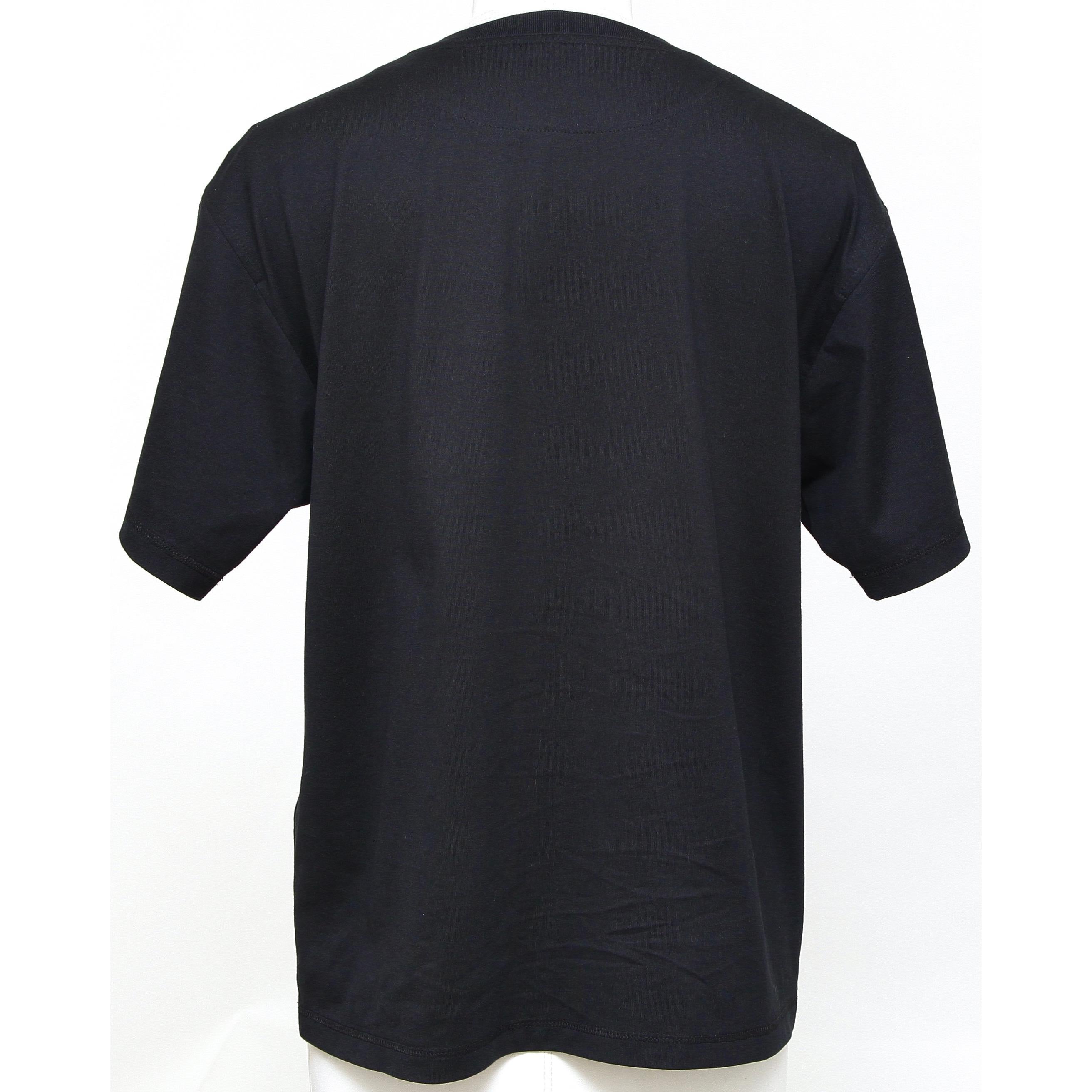 Hermès Schwarzes T-Shirt Top mit kurzen Ärmeln und weißem CLIC CLAC-Druck 36 im Angebot 1