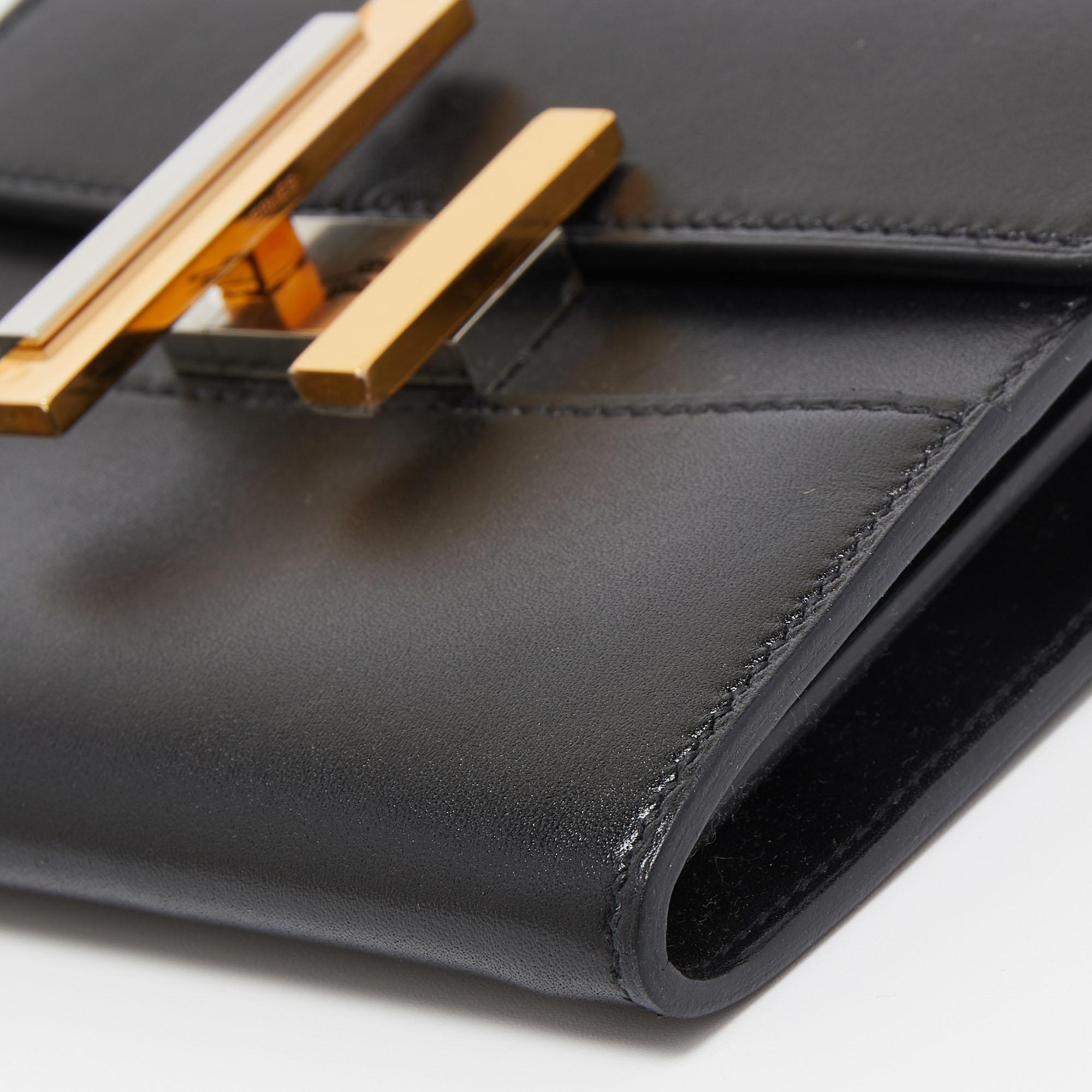 Hermes Black Tadelakt Leather Cinhetic To Go Wallet 6