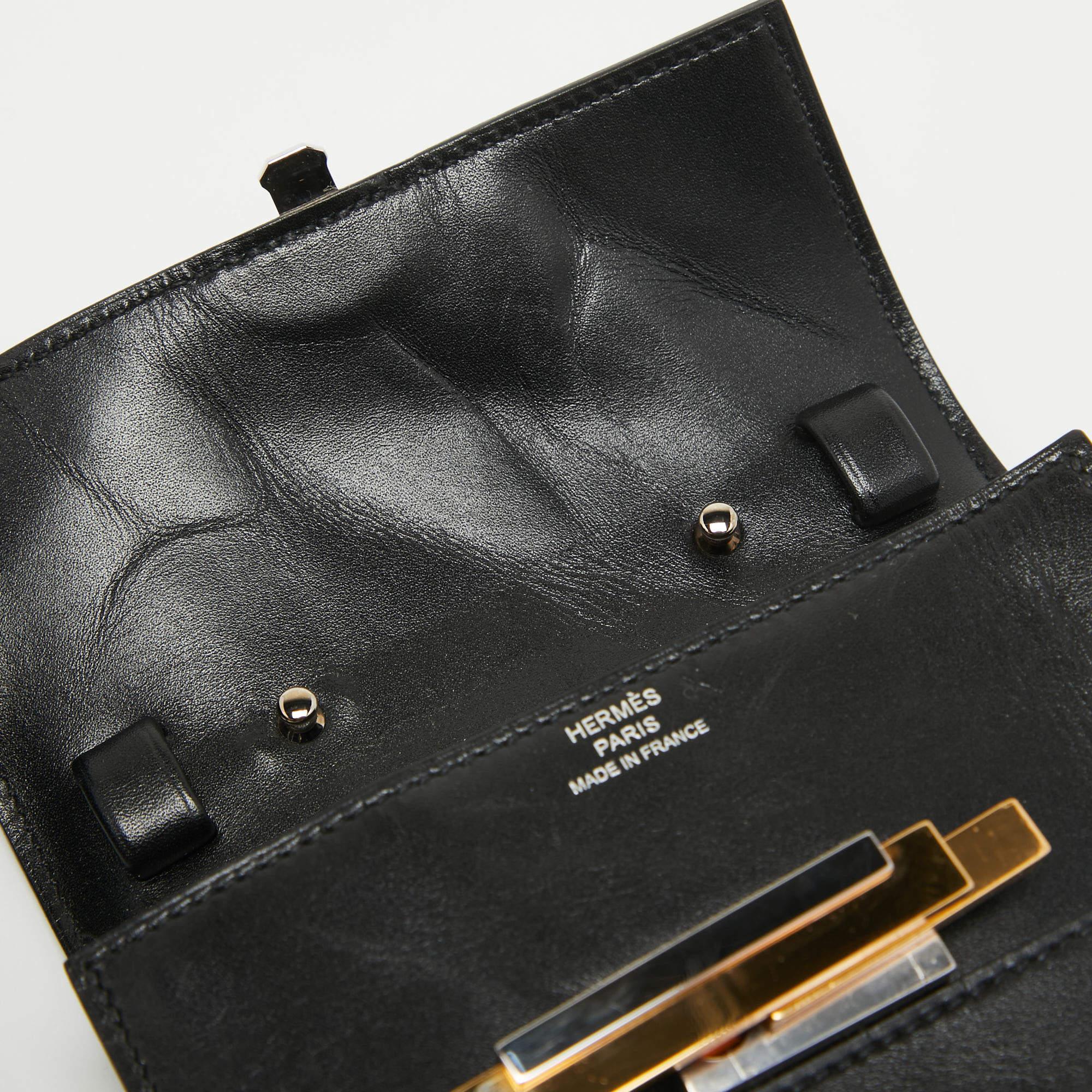 Hermes Black Tadelakt Leather Cinhetic To Go Wallet For Sale 9
