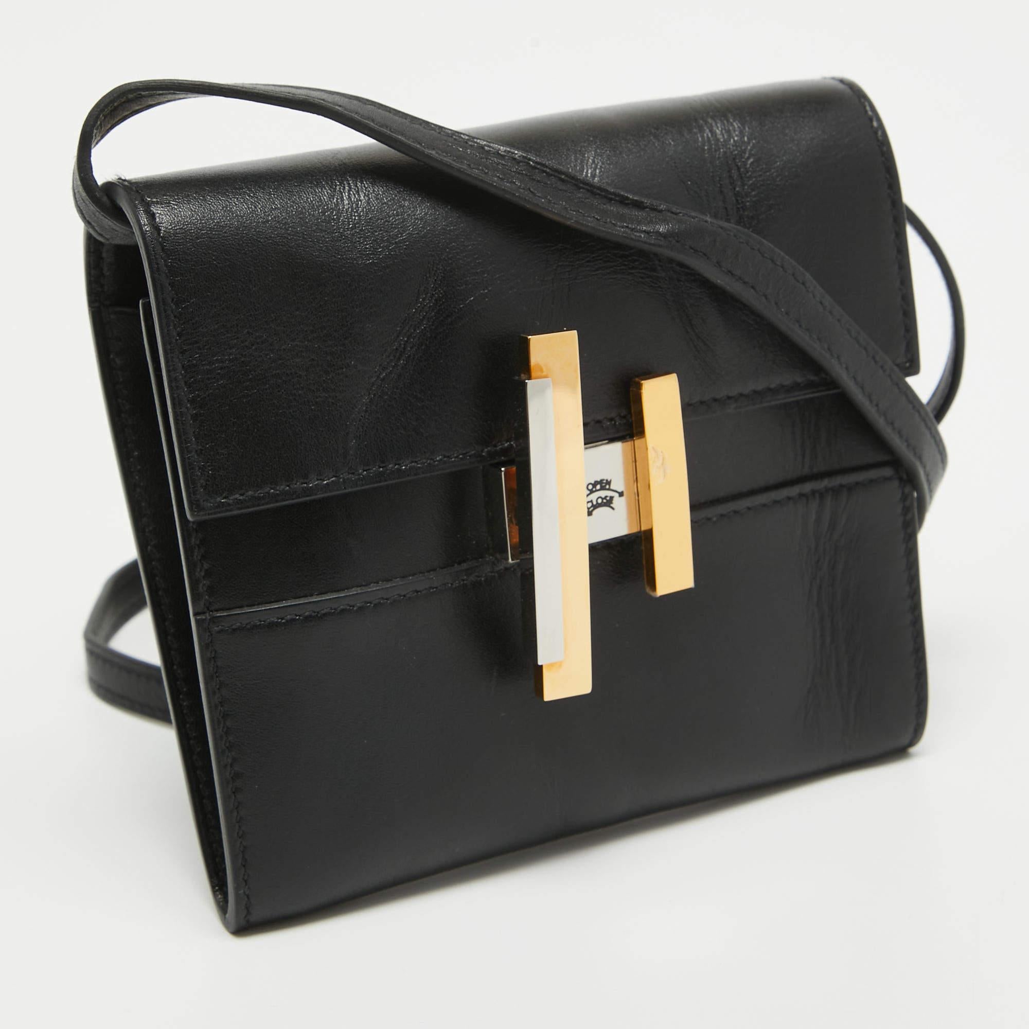 Hermes Cinhetic To Go Brieftasche aus schwarzem Tadelakt-Leder im Angebot 12