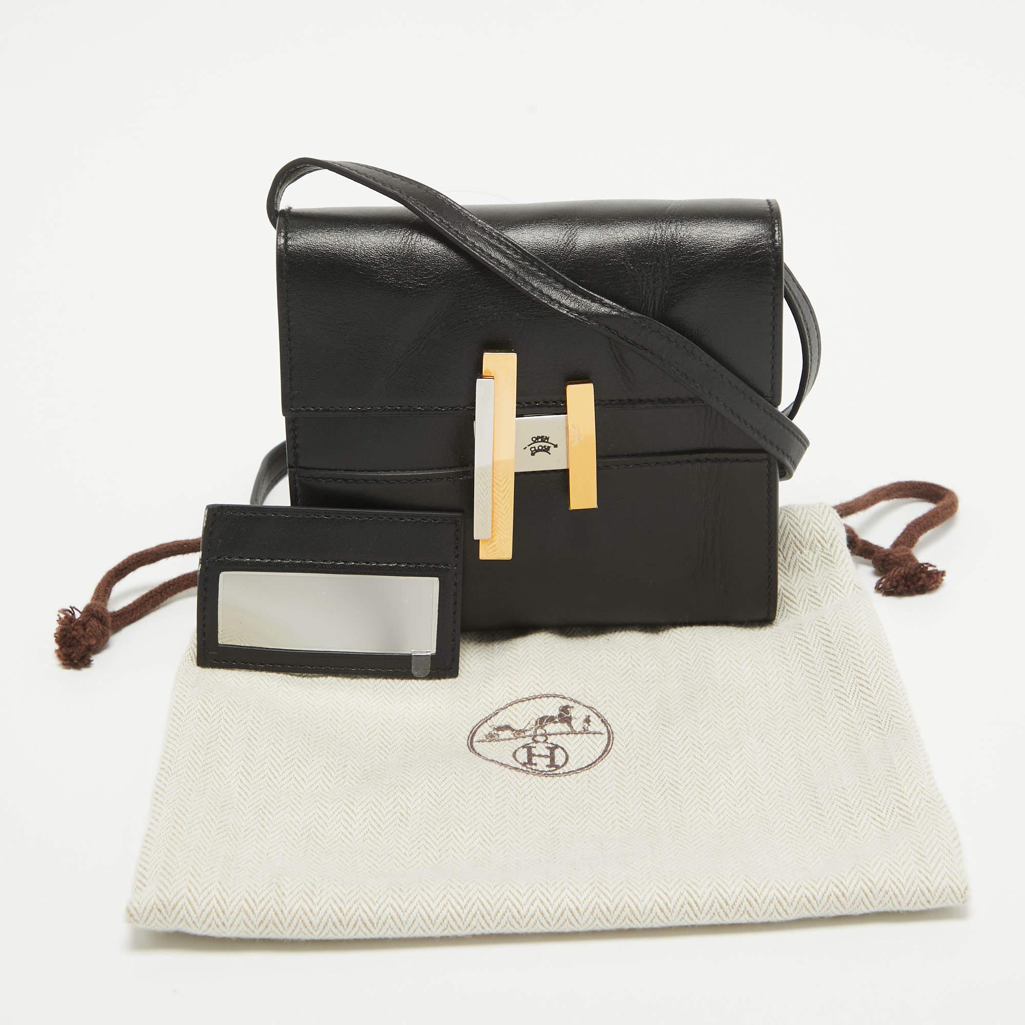 Hermes Black Tadelakt Leather Cinhetic To Go Wallet In Good Condition For Sale In Dubai, Al Qouz 2
