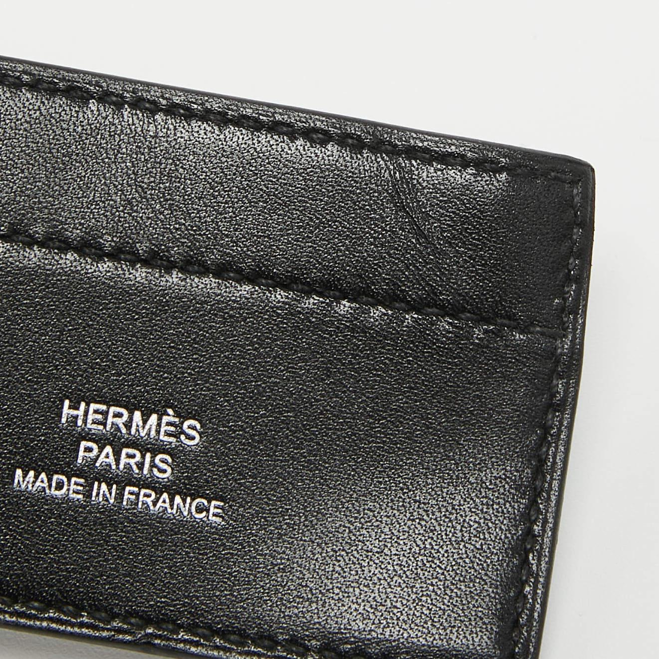Hermes Cinhetic To Go Brieftasche aus schwarzem Tadelakt-Leder Herren im Angebot