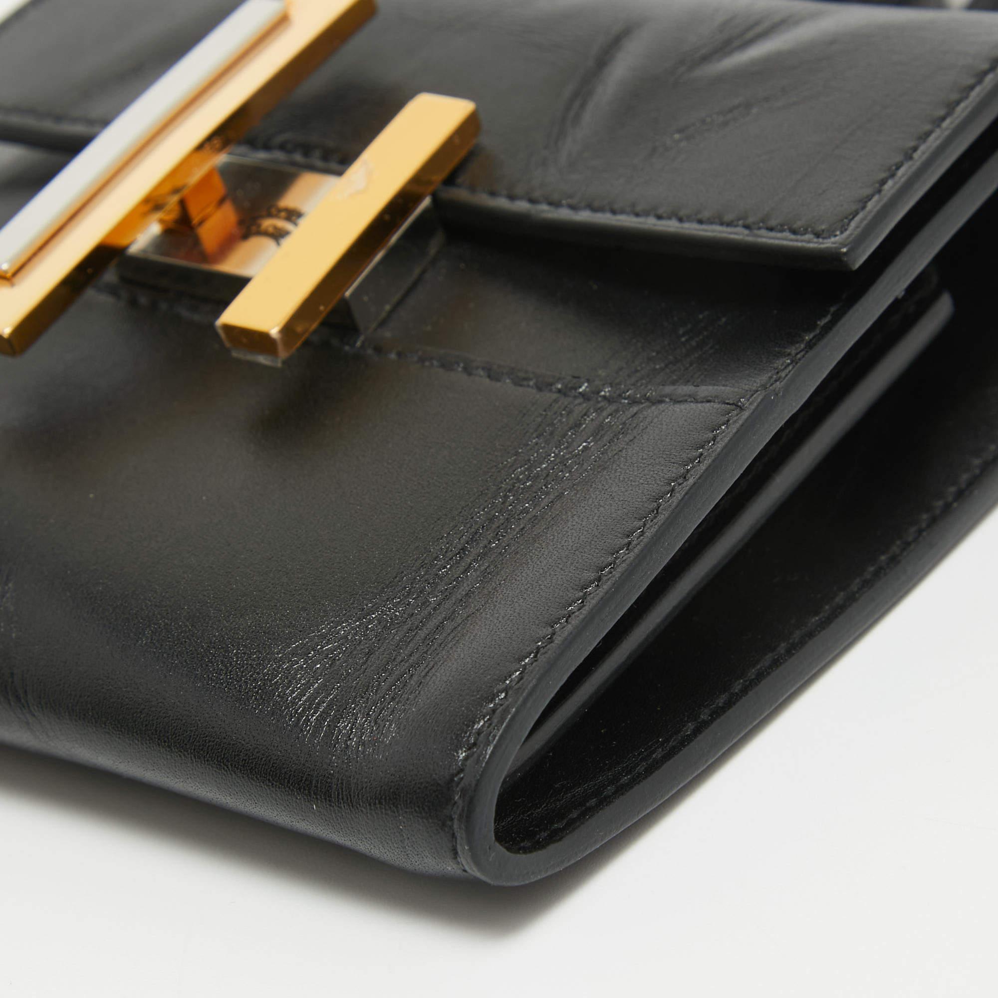 Hermes Black Tadelakt Leather Cinhetic To Go Wallet For Sale 4