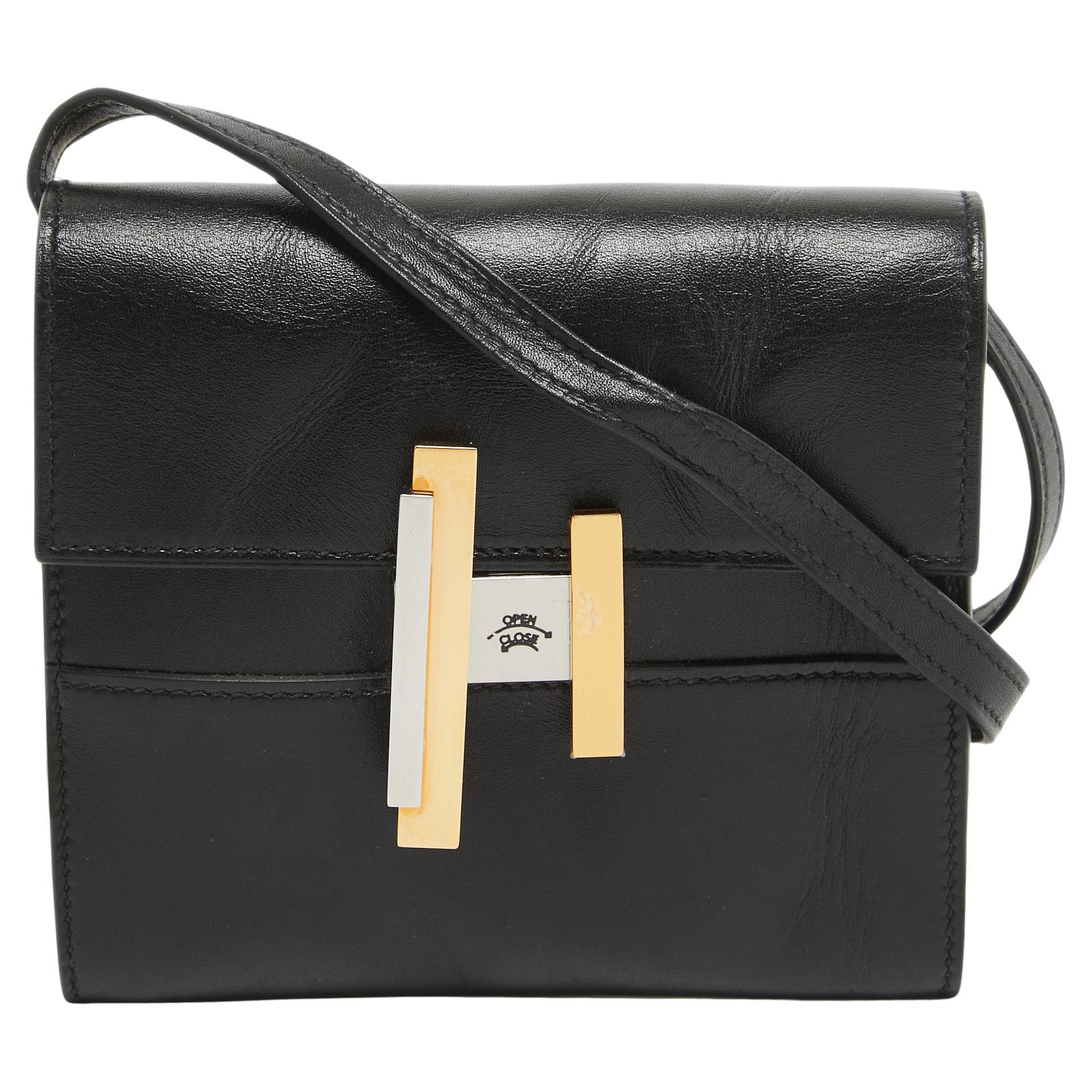 Hermes Cinhetic To Go Brieftasche aus schwarzem Tadelakt-Leder im Angebot