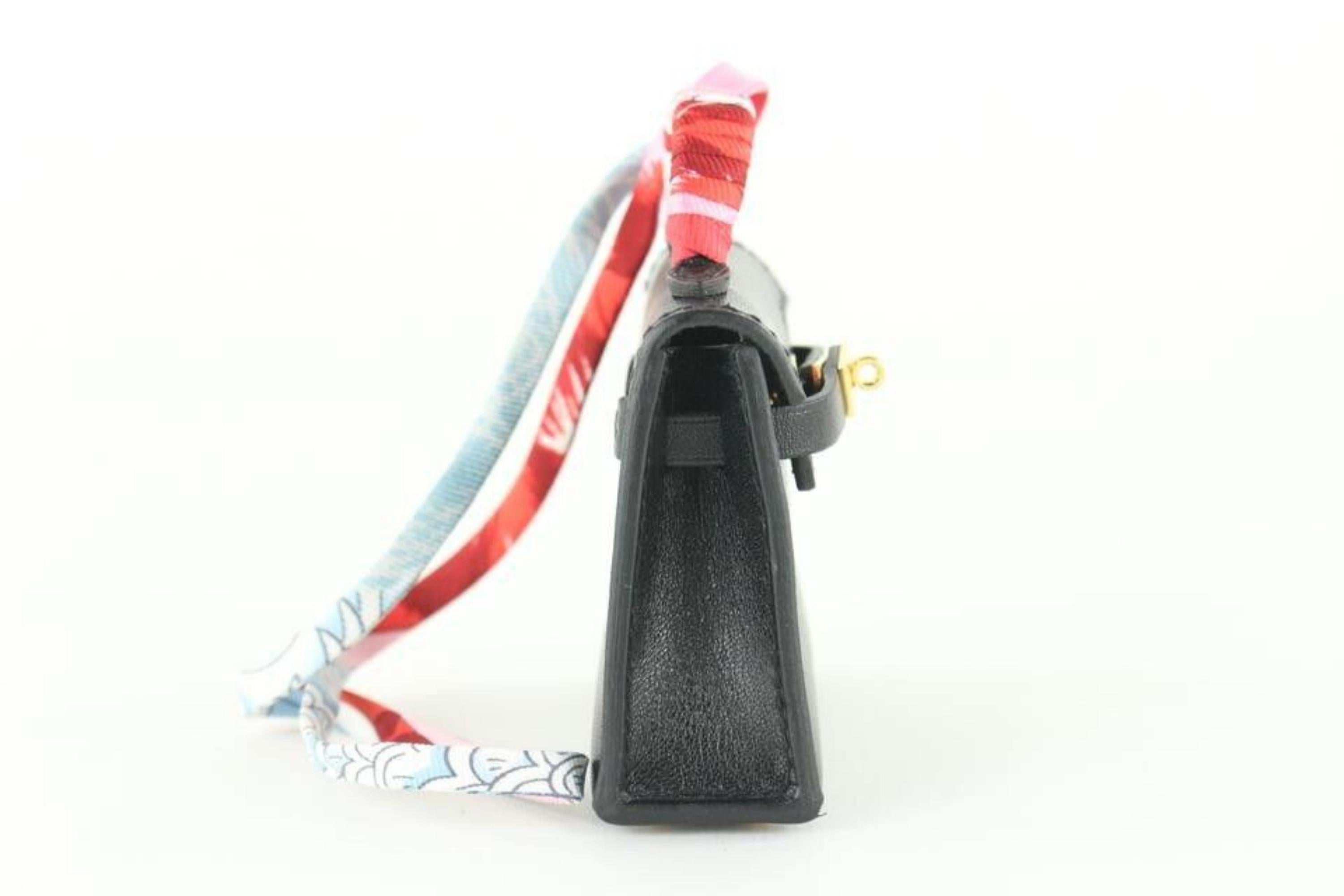Hermès Noir Tadelkat Micro Mini Sac Kelly Twilly Charm 2H414 en vente 6