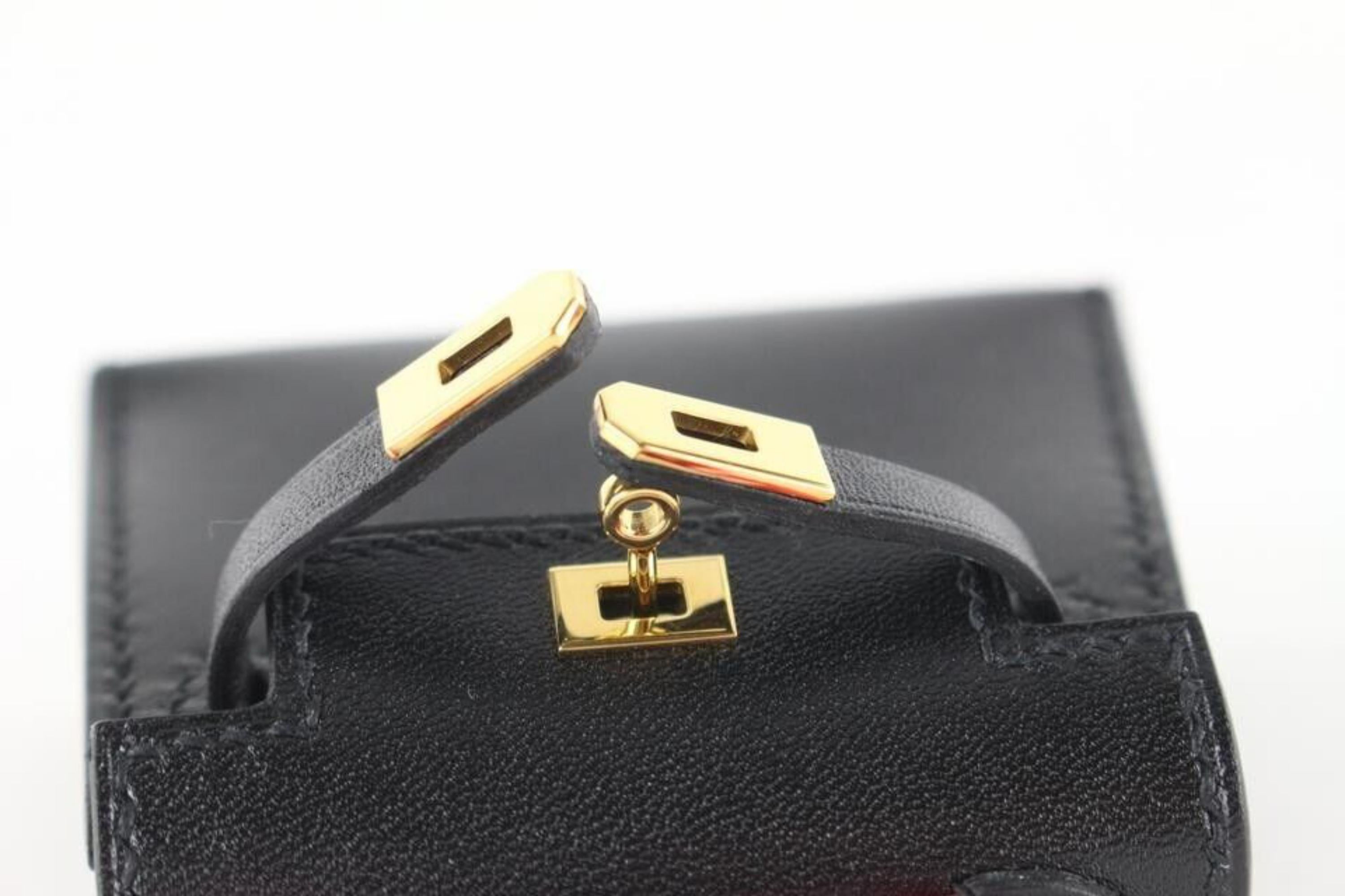Hermès Noir Tadelkat Micro Mini Sac Kelly Twilly Charm 2H414 en vente 1