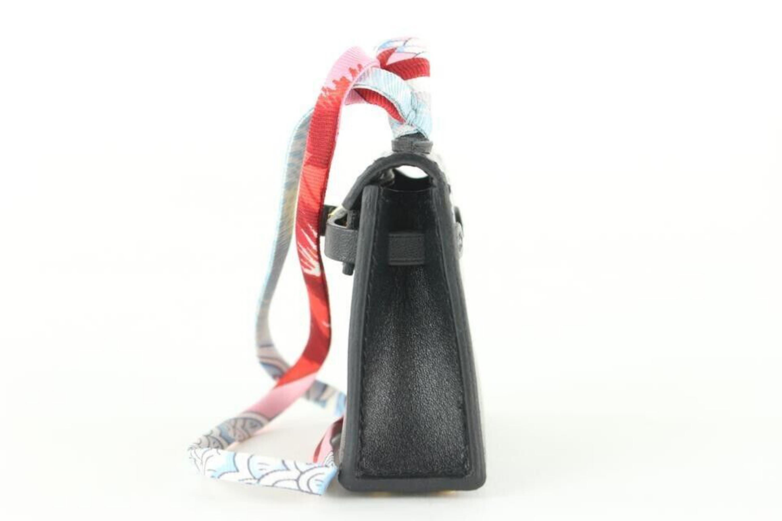 Hermès Noir Tadelkat Micro Mini Sac Kelly Twilly Charm 2H414 en vente 5