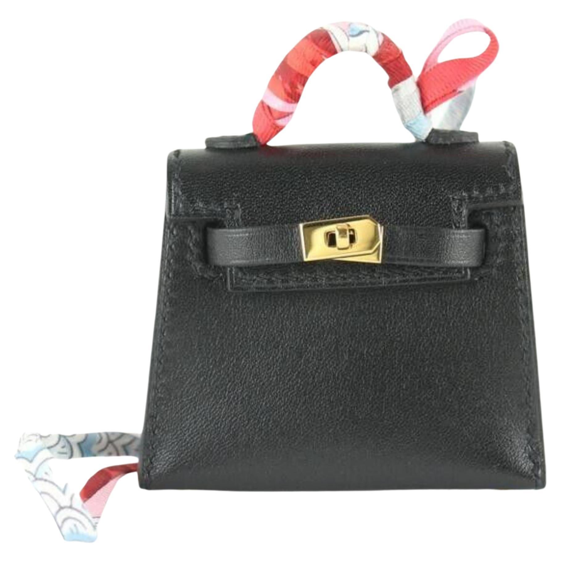 Hermès Black Tadelkat Micro Mini Kelly Twilly Bag Charm 2H414 For Sale
