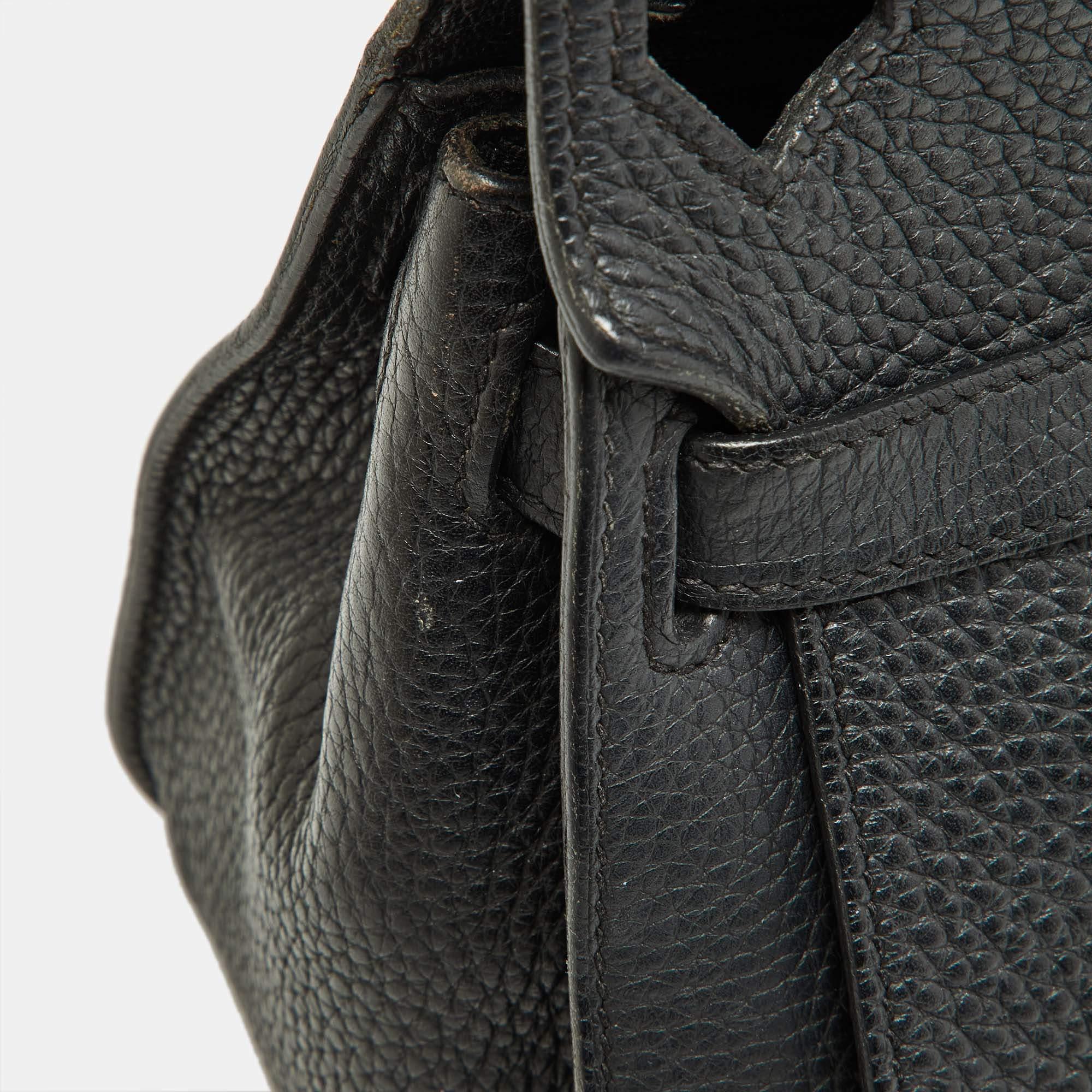 Hermes Taurillion Clemence Jypsiere 28 Tasche aus schwarzem Leder mit Palladium-Finish im Angebot 8