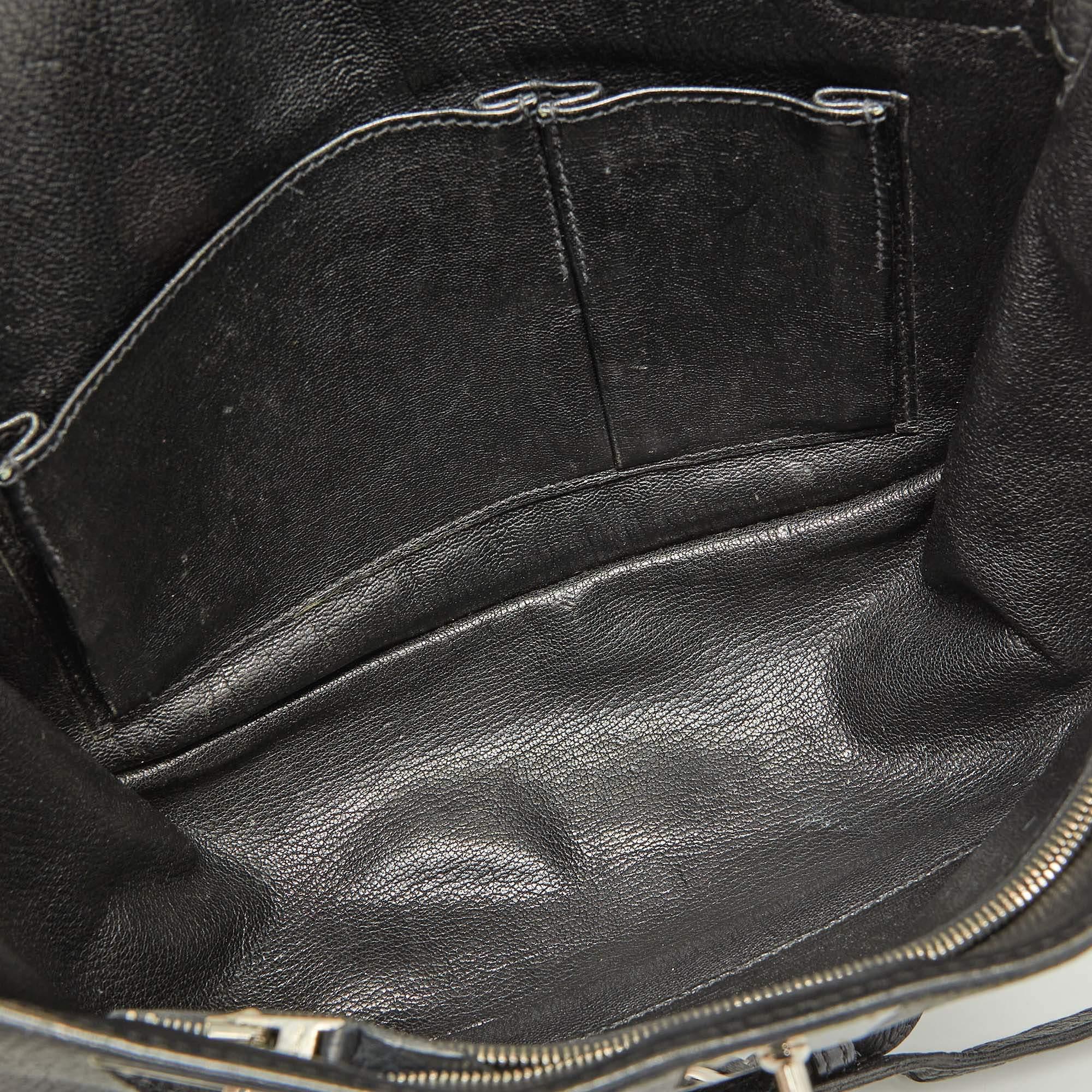 Hermes Taurillion Clemence Jypsiere 28 Tasche aus schwarzem Leder mit Palladium-Finish im Angebot 10