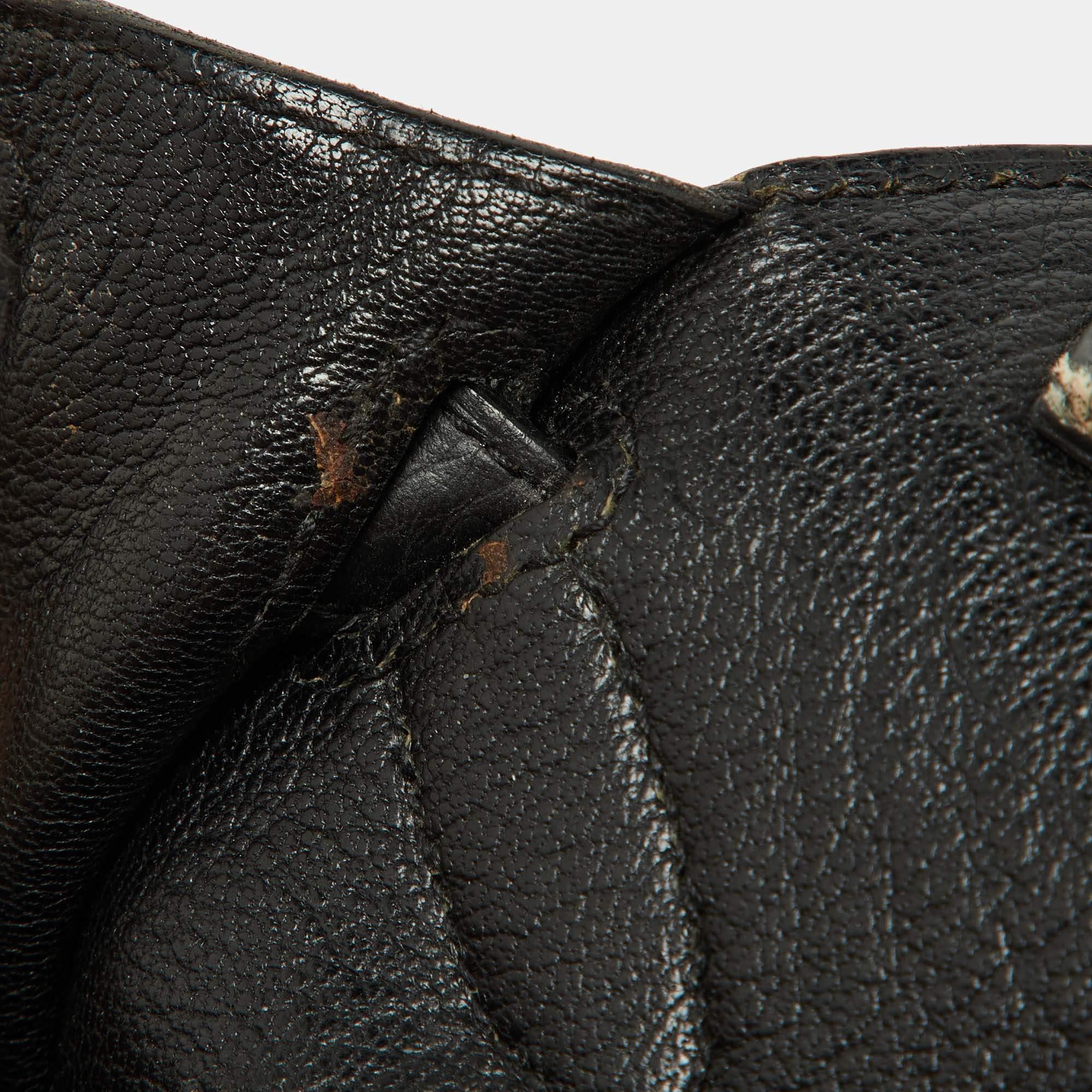 Hermes Taurillion Clemence Jypsiere 28 Tasche aus schwarzem Leder mit Palladium-Finish im Angebot 13