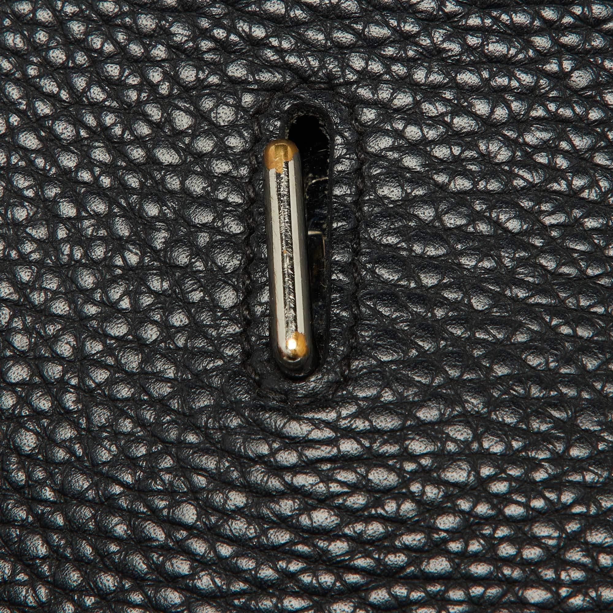 Hermes Black Taurillion Clemence Leather Palladium Finish Jypsiere 28 Bag For Sale 15
